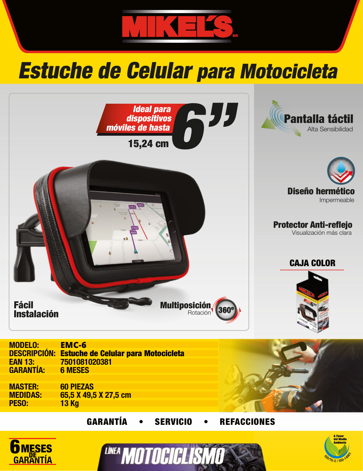 MIKELS EMC-6 Estuche de celular para motocicleta - Imagen 4