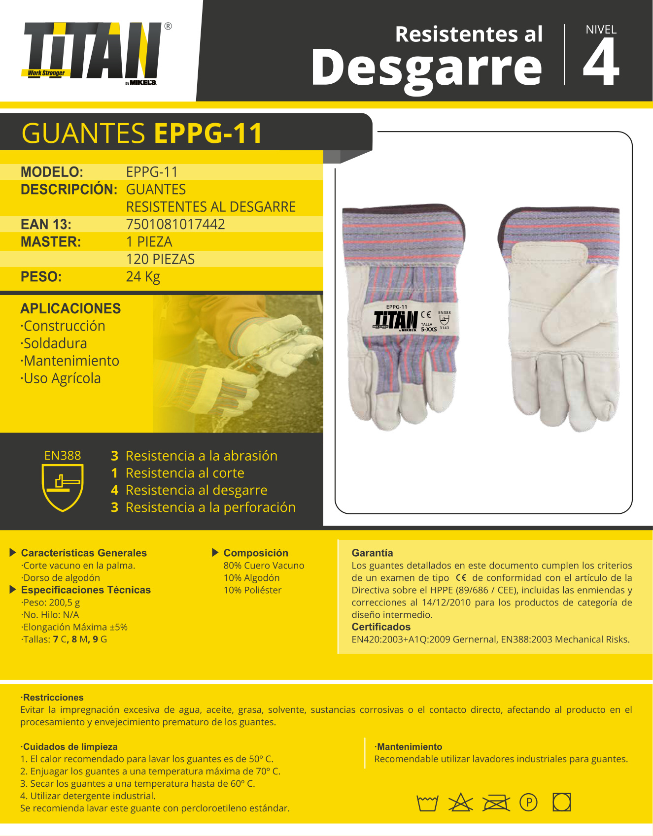 TITAN EPPG-11GM Guante con resistencia al desgarre - Imagen 4
