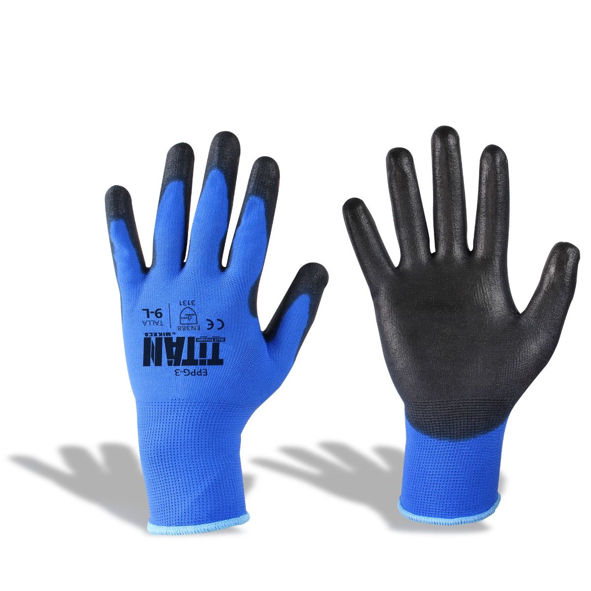 TITAN EPPG-3GC Guante de Nylon, Cubierta de Poliuretano