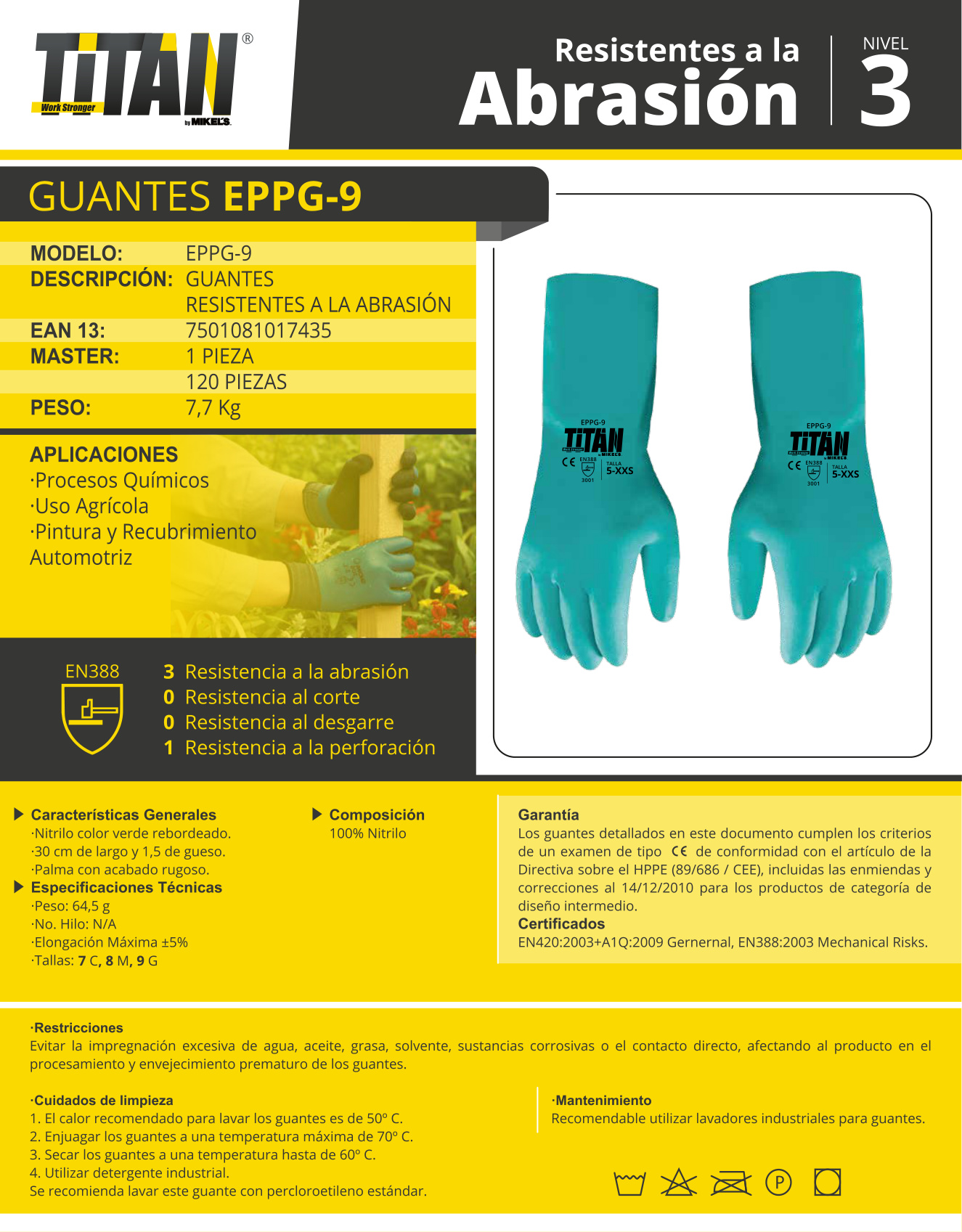 TITAN EPPG-9GC Guante de nitrilo con resistencia a la abrasión - Imagen 4