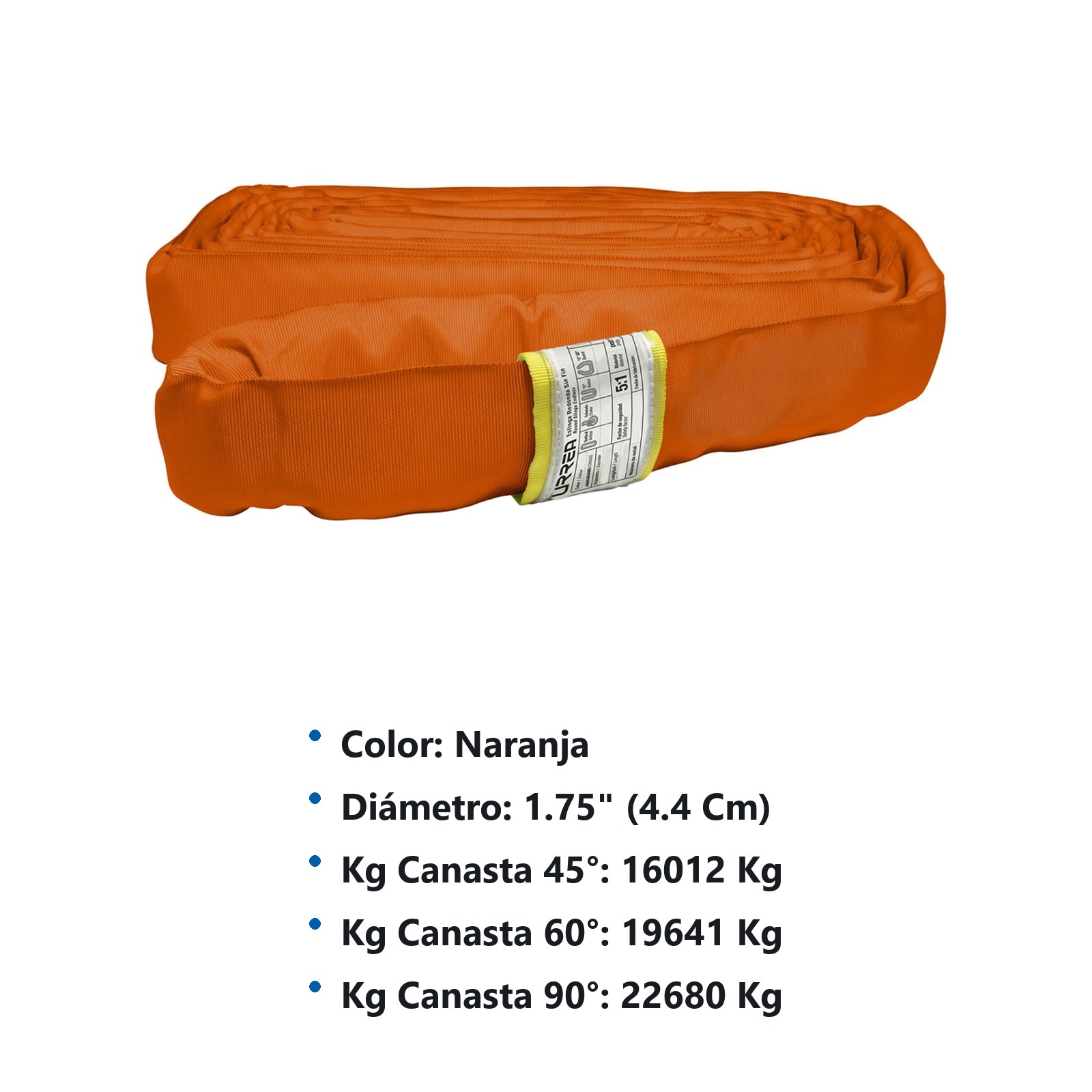 Eslinga de poliéster redonda sin fin naranja 6 m Urrea - Imagen 2