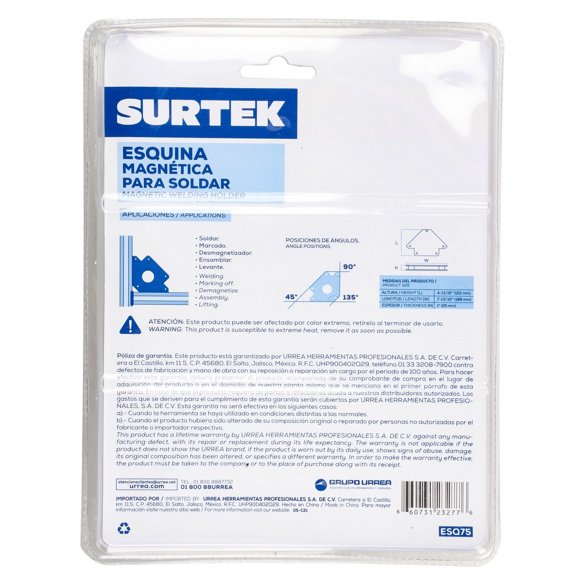 Esquina magnética para soldar 5", 75 lb Surtek - Imagen 3