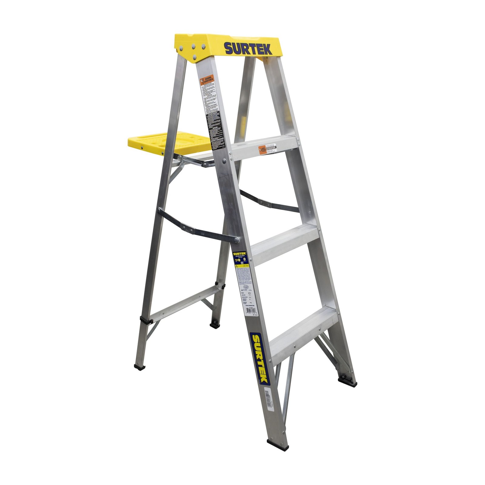 Escalera de tijera tipo III de aluminio y tapa plástica con 3 peldaños Surtek - Imagen 2