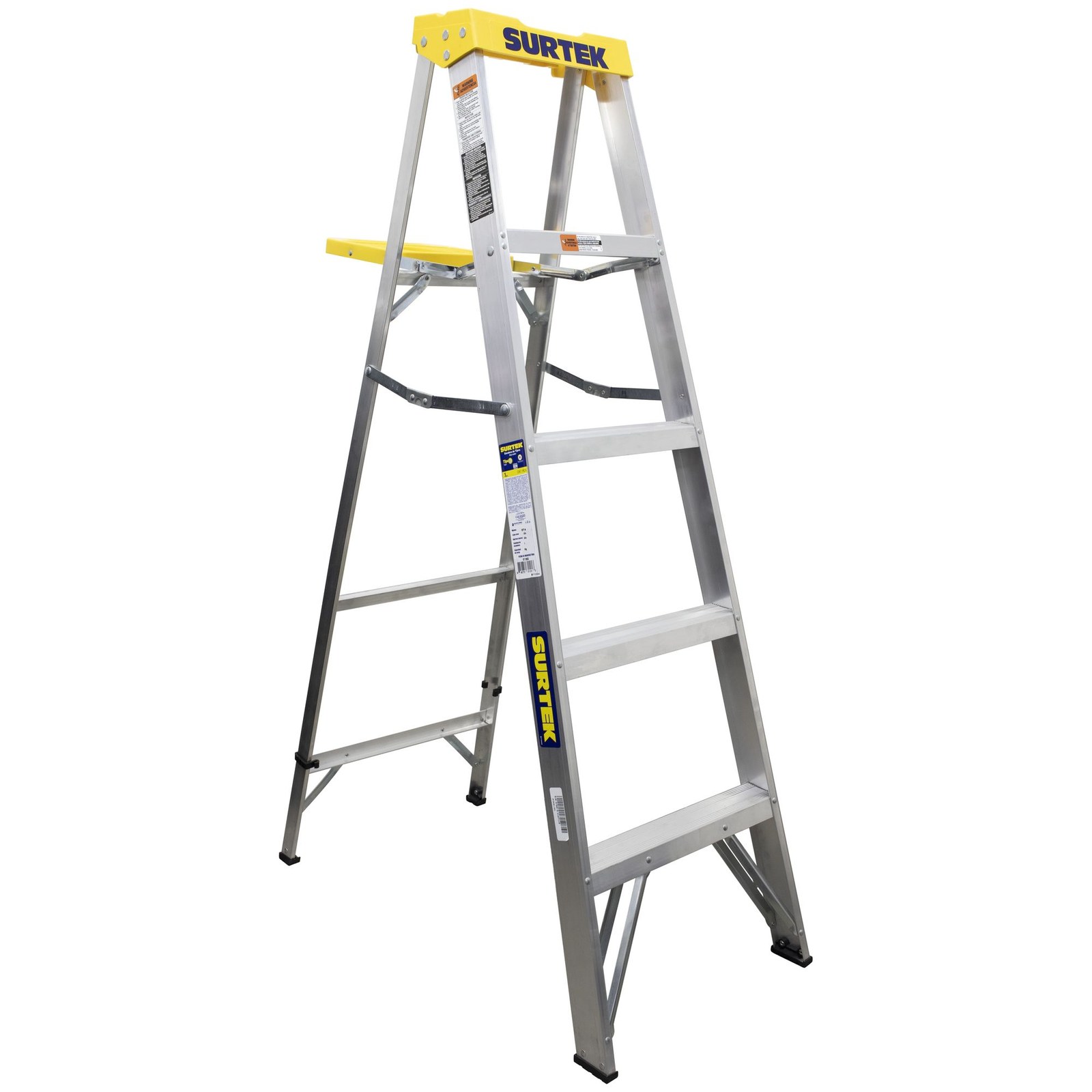 Escalera de tijera tipo III de aluminio y tapa plástica con 4 peldaños Surtek - Imagen 2
