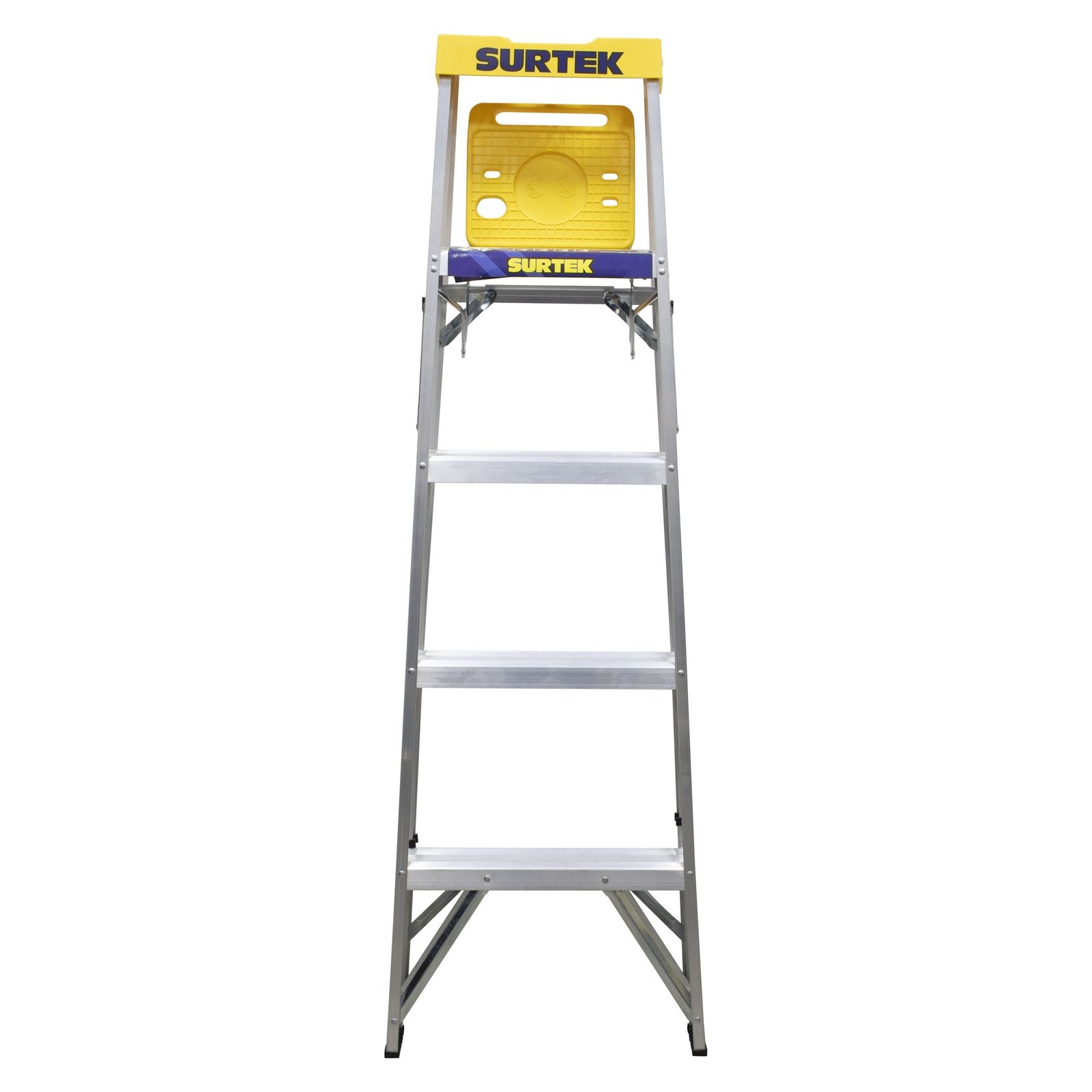 Escalera de tijera tipo III de aluminio y tapa plástica con 4 peldaños Surtek - Imagen 3
