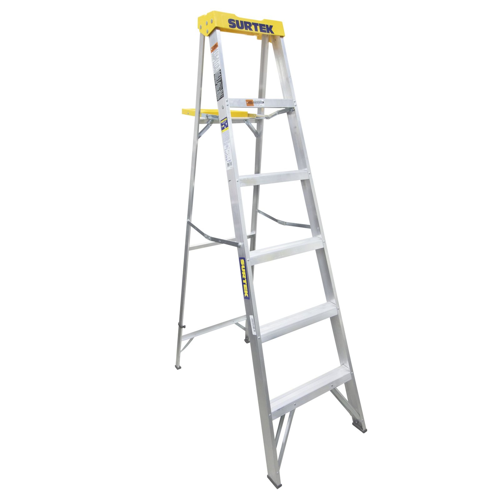Escalera de tijera tipo III de aluminio y tapa plástica con 5 peldaños Surtek - Imagen 2