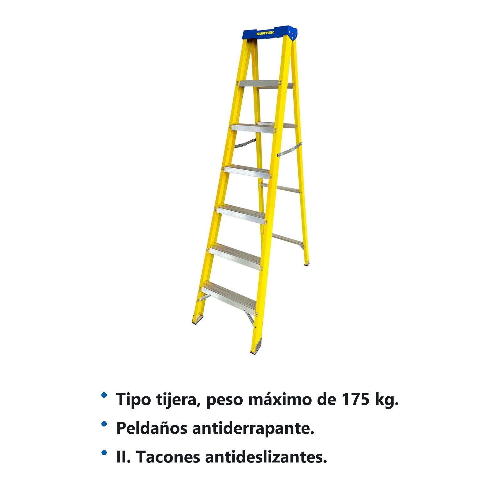 Escalera de tijera tipo II de fibra de vidrio con 6 peldaños Surtek - Imagen 2