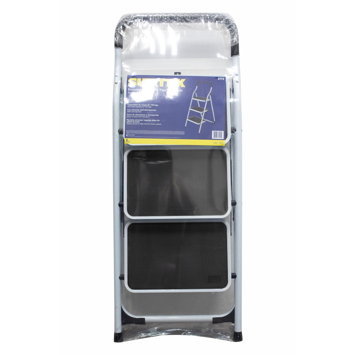 Escalera plegables tipo taburete de acero con 3 peldaños Surtek - Imagen 3