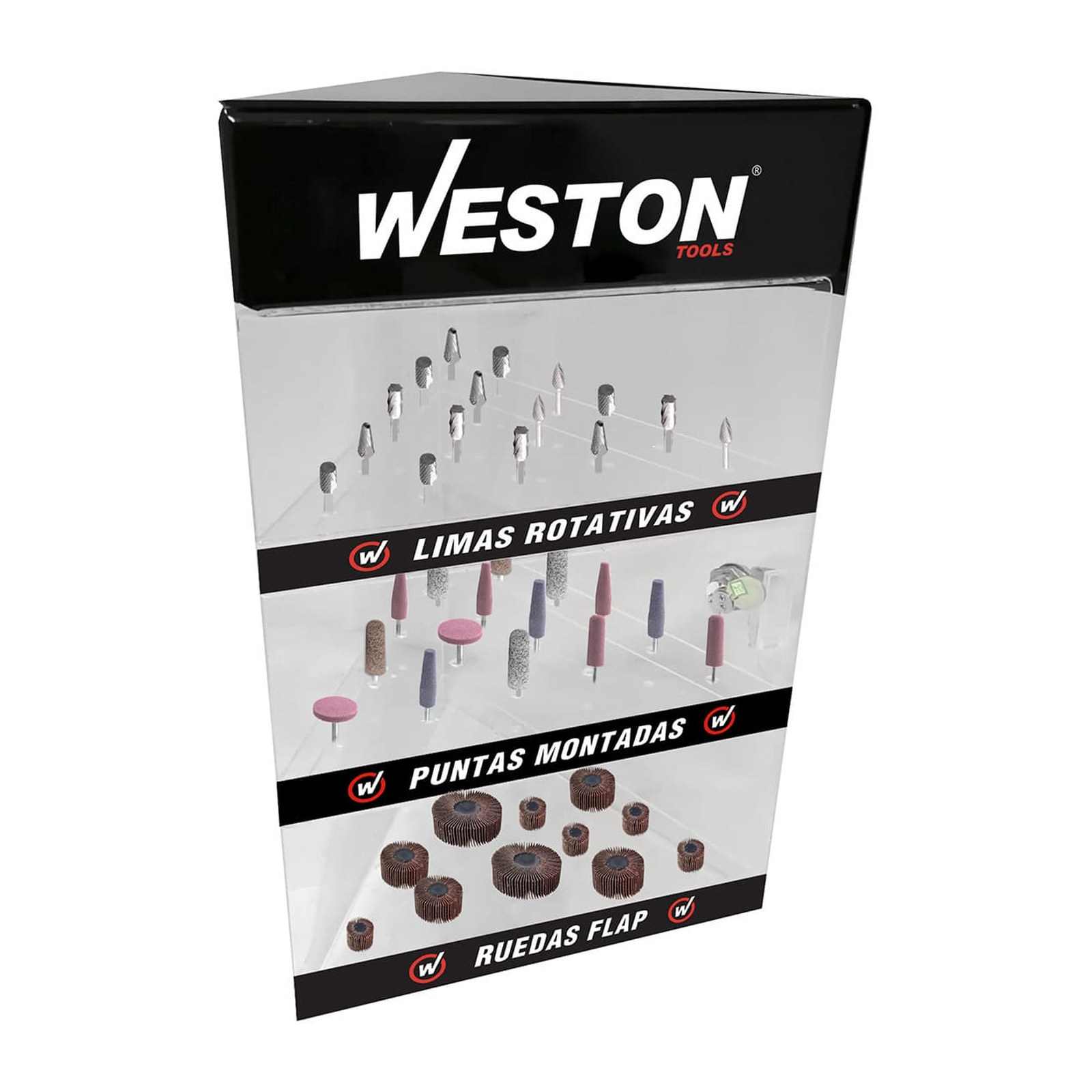 Exhibidor en Comodato Weston Paquete de Abrasivos 2 - 48x30x30 cm
