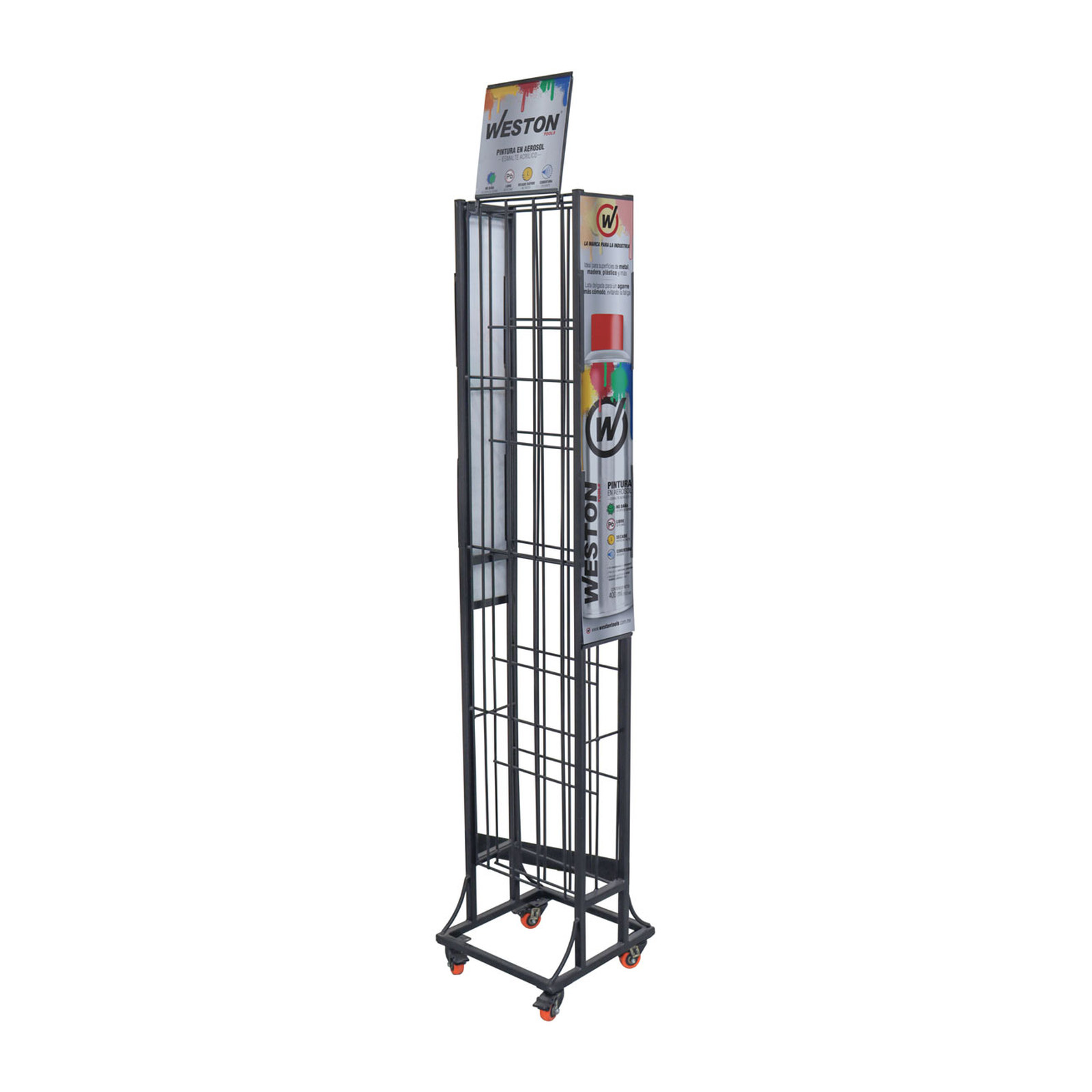 Exhibidor de Pintura Weston 96 Latas 36x36x197 cm Negro Mate (Sin Producto)