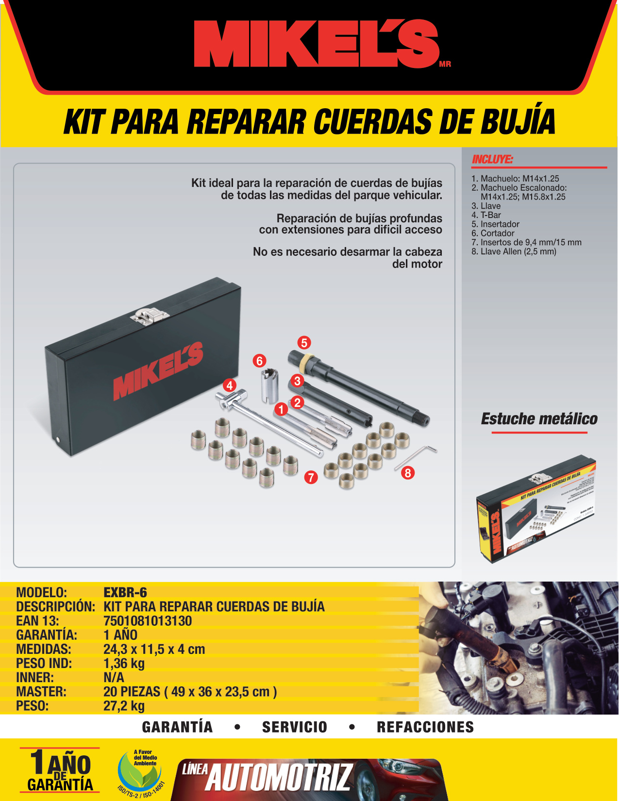 MIKELS EXBR-6 Kit para reparar cuerdas de bujía - Imagen 4
