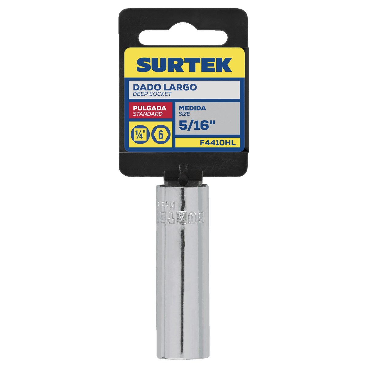 Dado largo cuadro de 1/4", 6 puntas, en pulgadas, 5/16" Surtek - Imagen 2