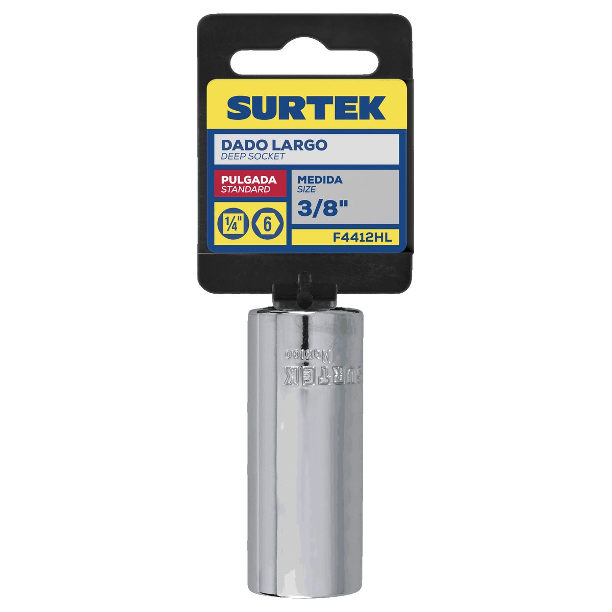 Dado largo cuadro de 1/4", 6 puntas, en pulgadas, 3/16" Surtek - Imagen 2