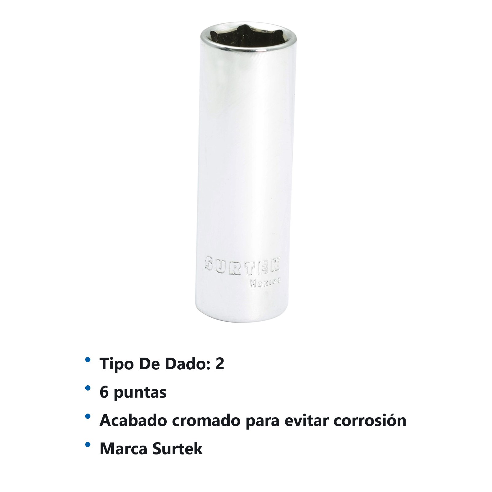 Dado largo cuadro de 1/4", 6 puntas, métrico, 14 mm Surtek - Imagen 3