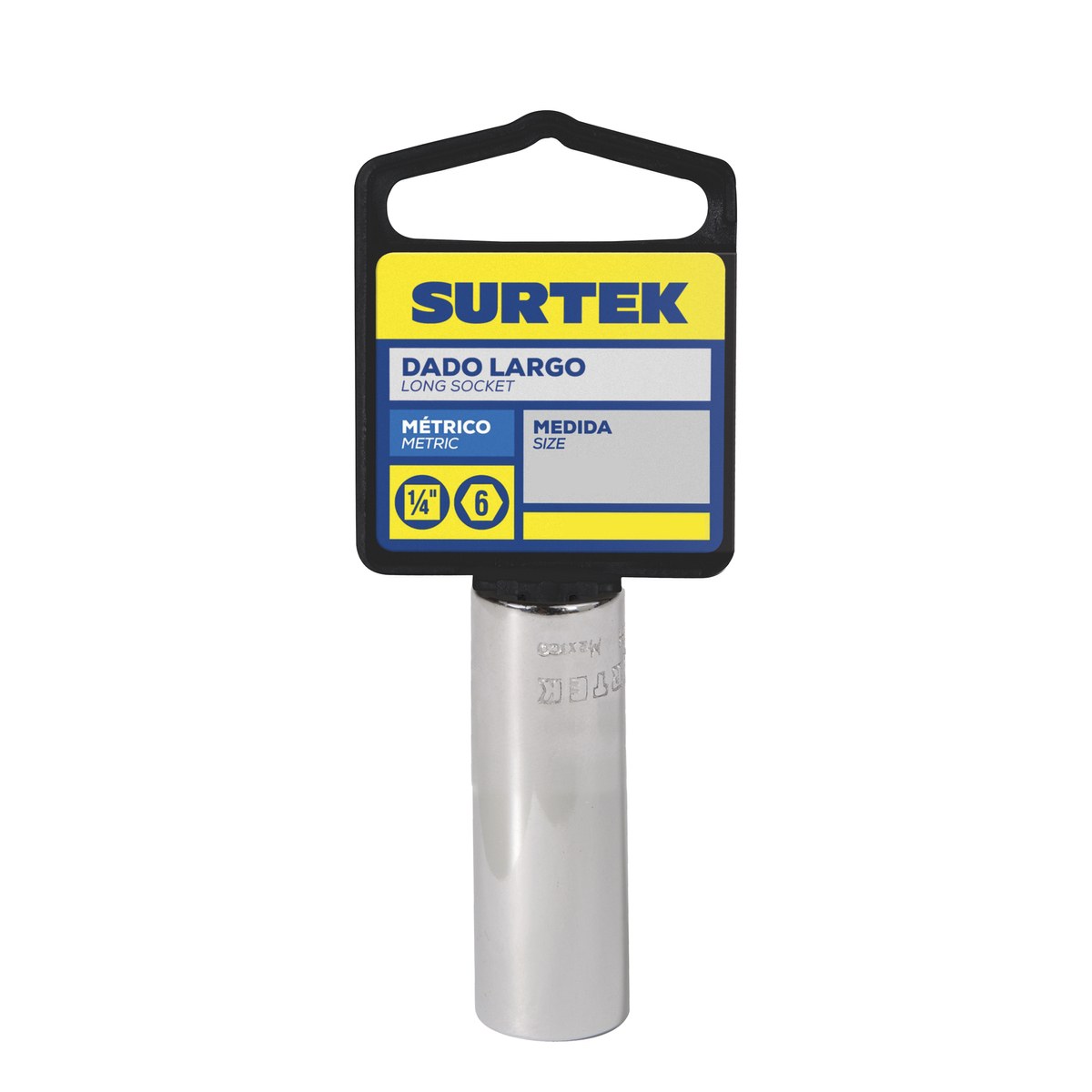 Dado largo cuadro de 1/4", 6 puntas, en pulgadas, 9/16" Surtek - Imagen 2