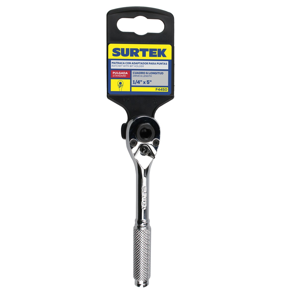 Matraca cabeza tipo pera, punta hexagonal, para dado cuadro de 1/4" Surtek - Imagen 2