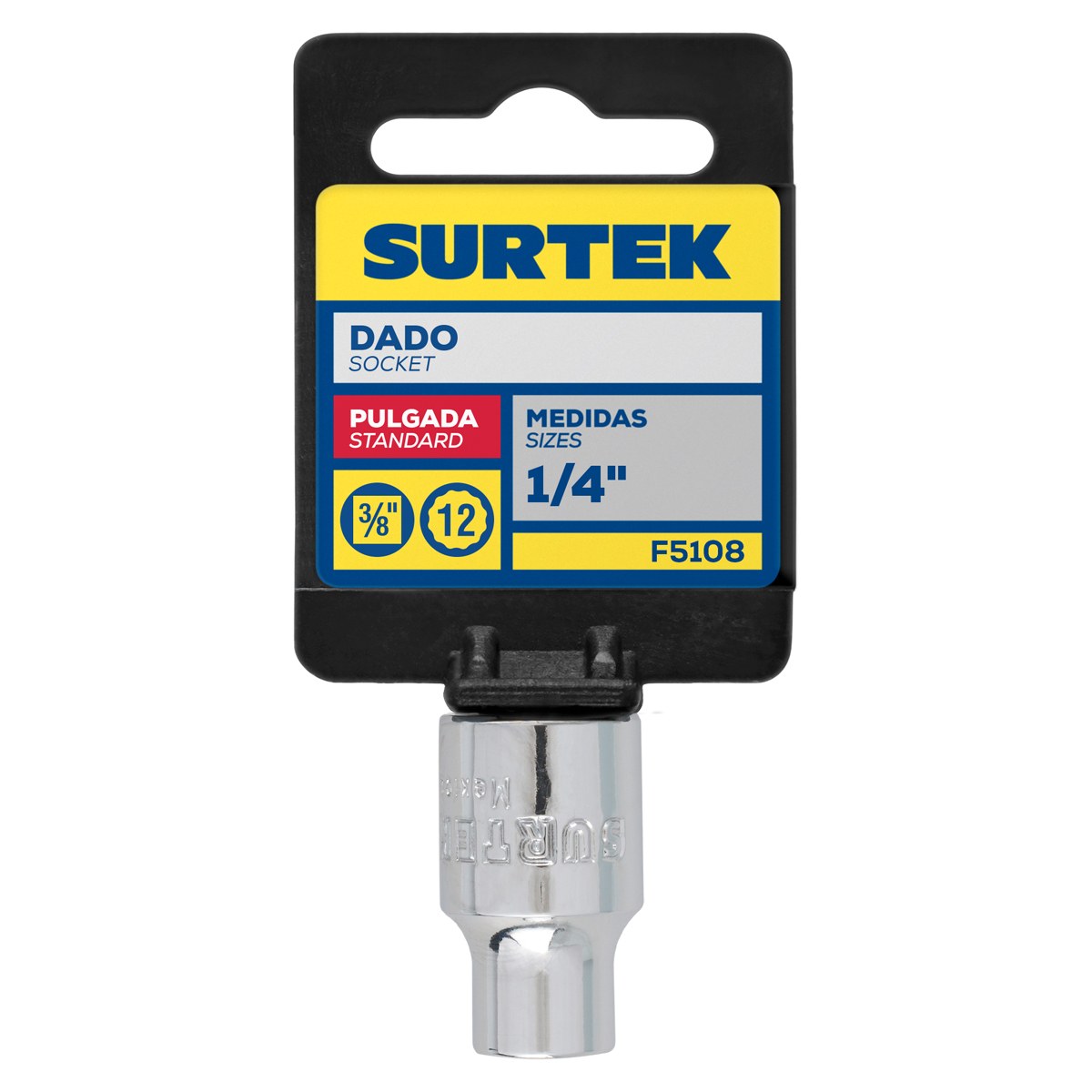 Dado cuadro de 3/8", 12 puntas, en pulgadas, 1/4" Surtek - Imagen 2