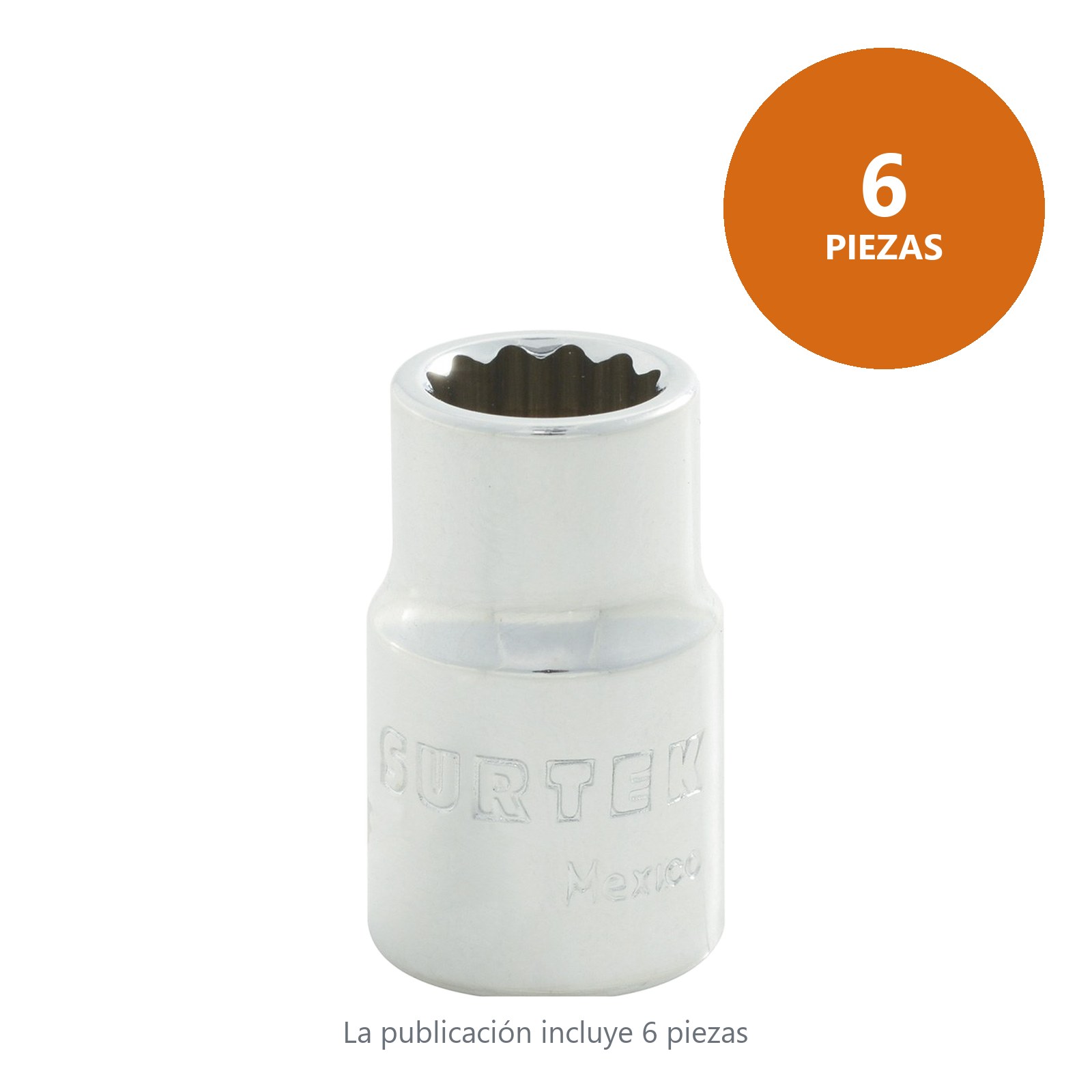 Dado cuadro de 3/8", 12 puntas, en pulgadas, 1/4" Surtek - Imagen 3