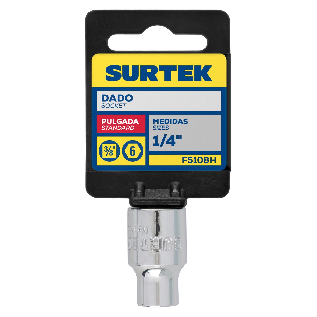 Dado cuadro de 3/8", 6 puntas, en pulgadas, 1/4" Surtek - Imagen 2