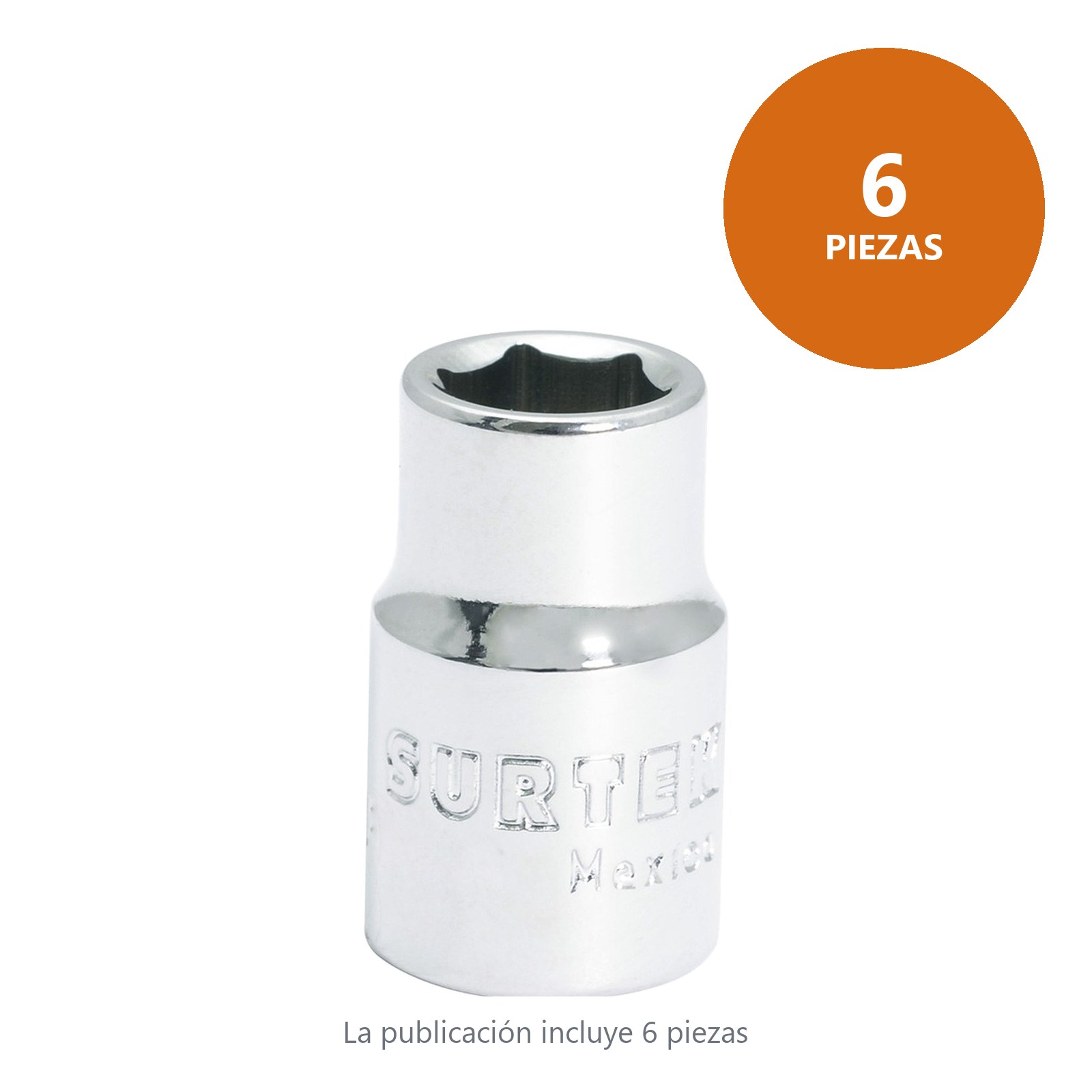 Dado cuadro de 3/8", 6 puntas, en pulgadas, 1/4" Surtek - Imagen 3