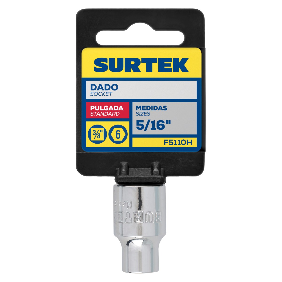 Dado cuadro de 3/8", 6 puntas, en pulgadas, 5/16" Surtek - Imagen 2
