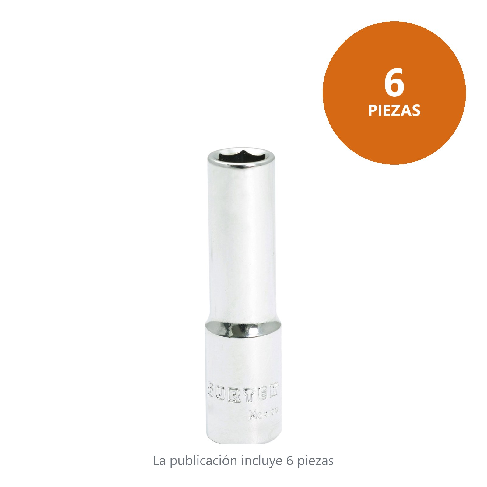 Dado largo cuadro de 3/8", 6 puntas, en pulgadas, 7/16" Surtek - Imagen 3
