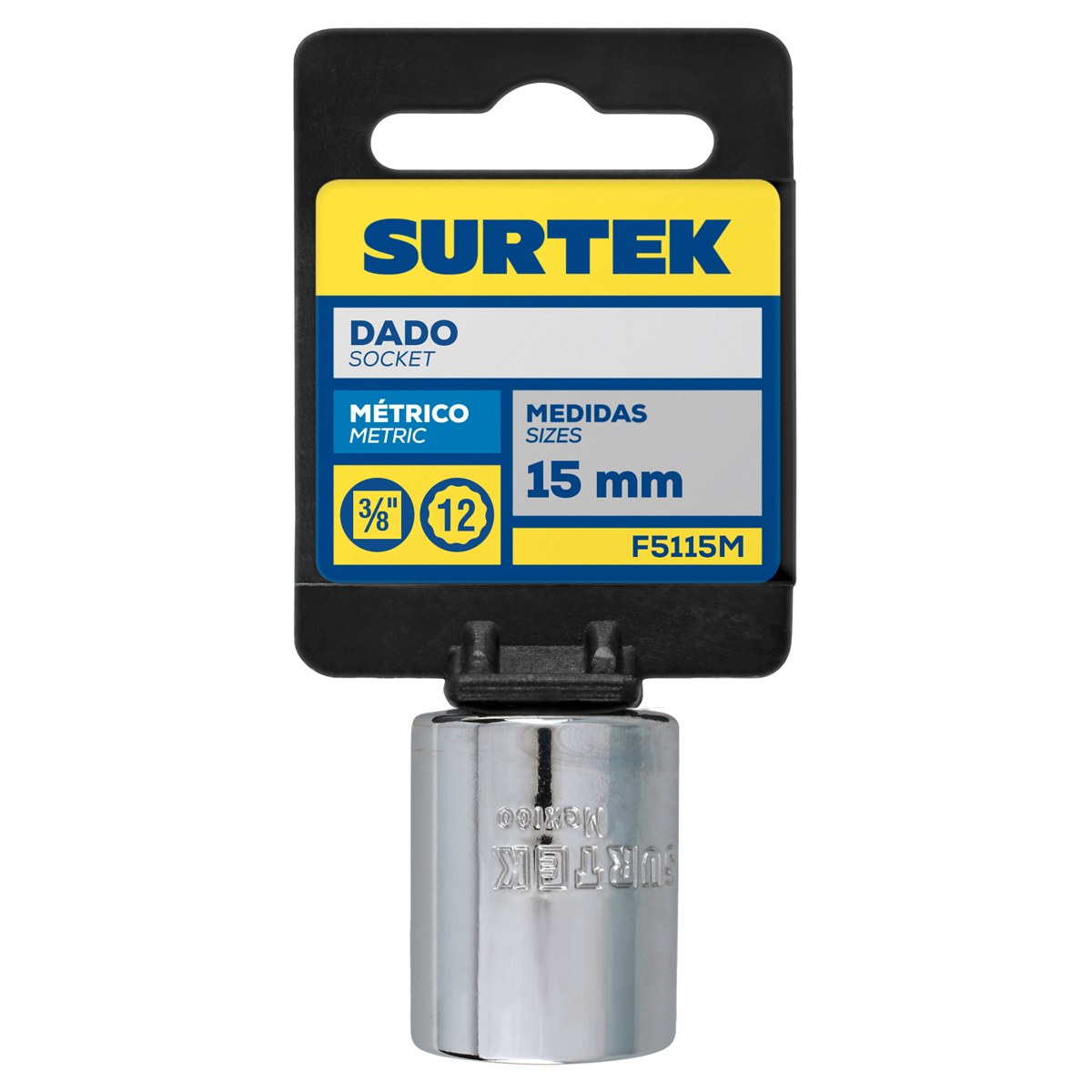Dado cuadro de 3/8", 12 puntas, métrico, 15 mm Surtek - Imagen 2