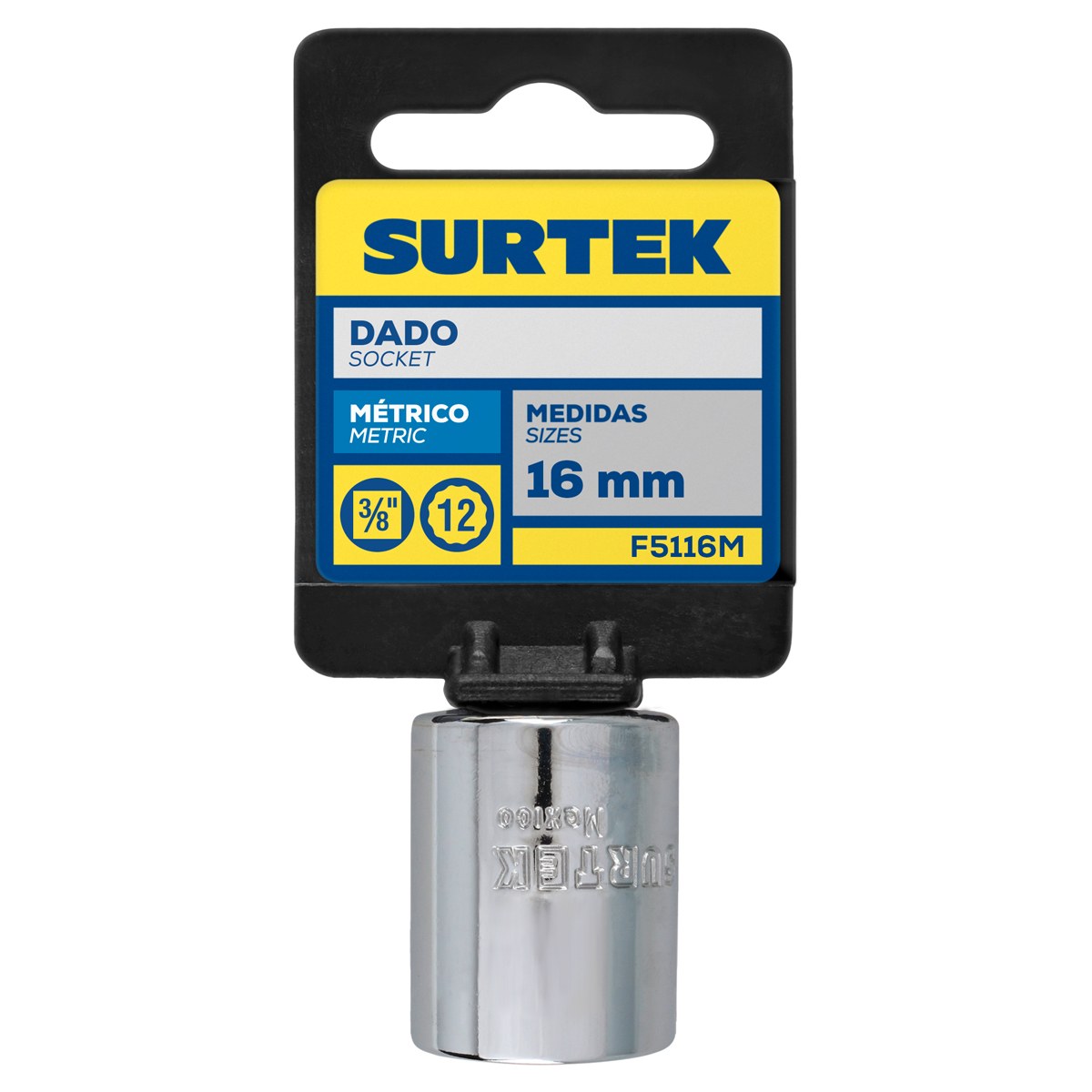 Dado cuadro de 3/8", 12 puntas, métrico, 16 mm Surtek - Imagen 2