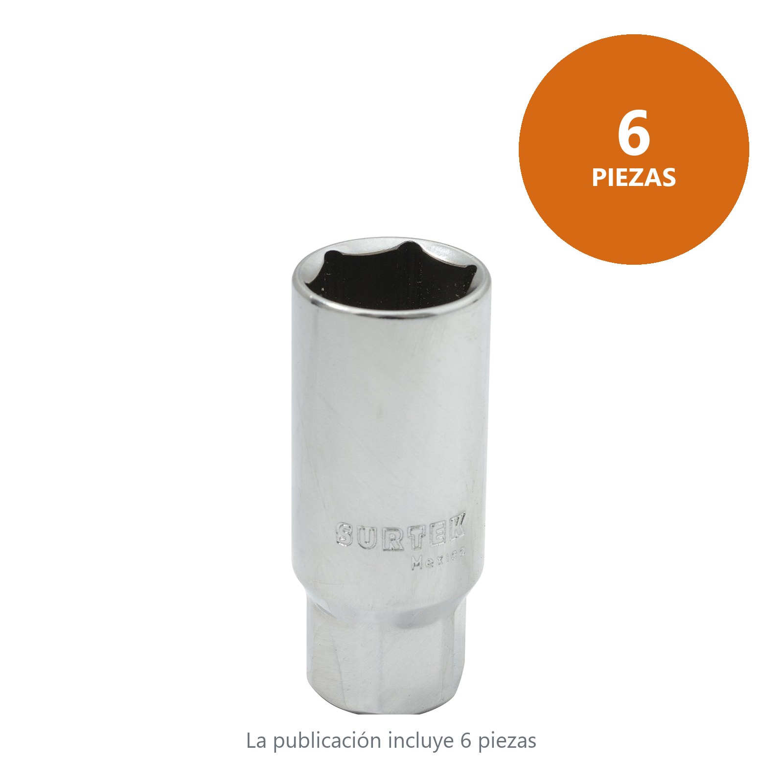 Dado para bujía con neopreno en pulgadas, cuadro 3/8", 6 puntas, 5/8" Surtek - Imagen 3