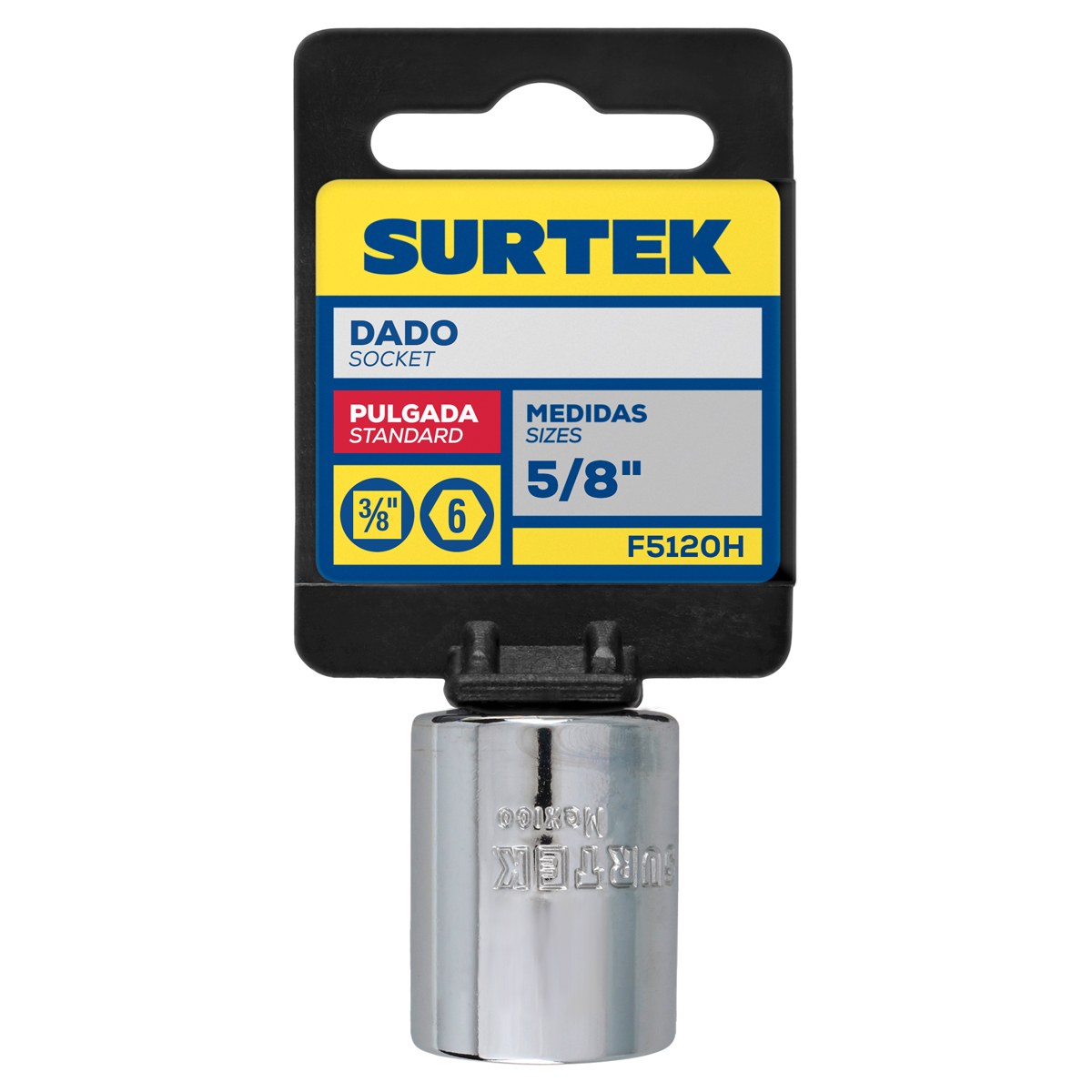 Dado cuadro de 3/8", 6 puntas, en pulgadas, 5/8" Surtek - Imagen 2