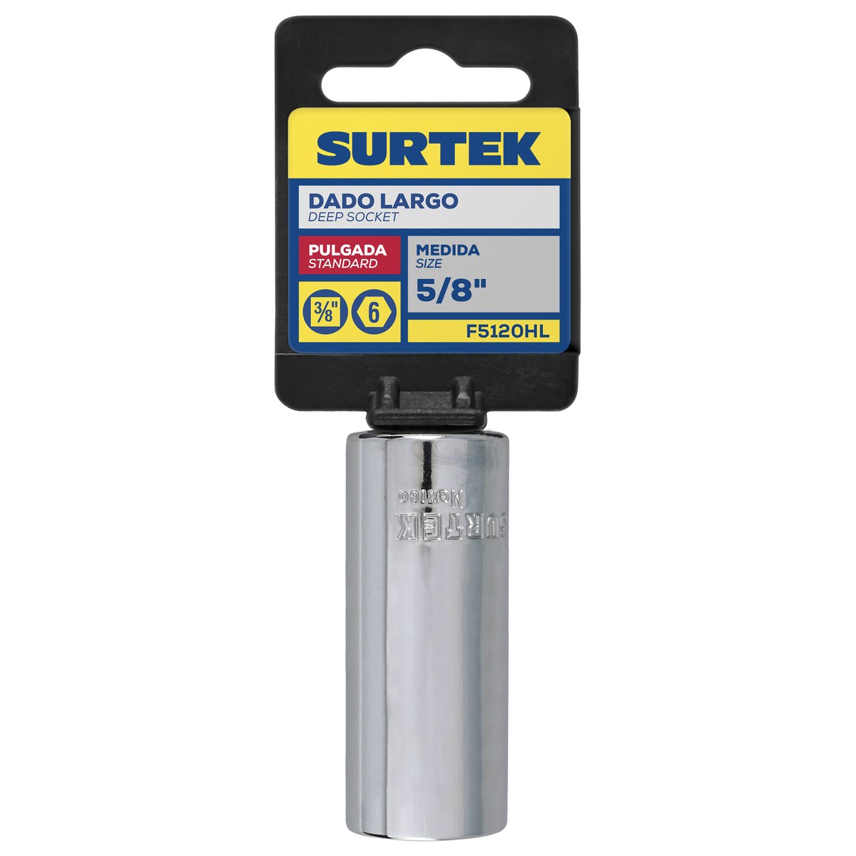 Dado largo cuadro de 3/8", 6 puntas, en pulgadas, 5/8" Surtek - Imagen 2