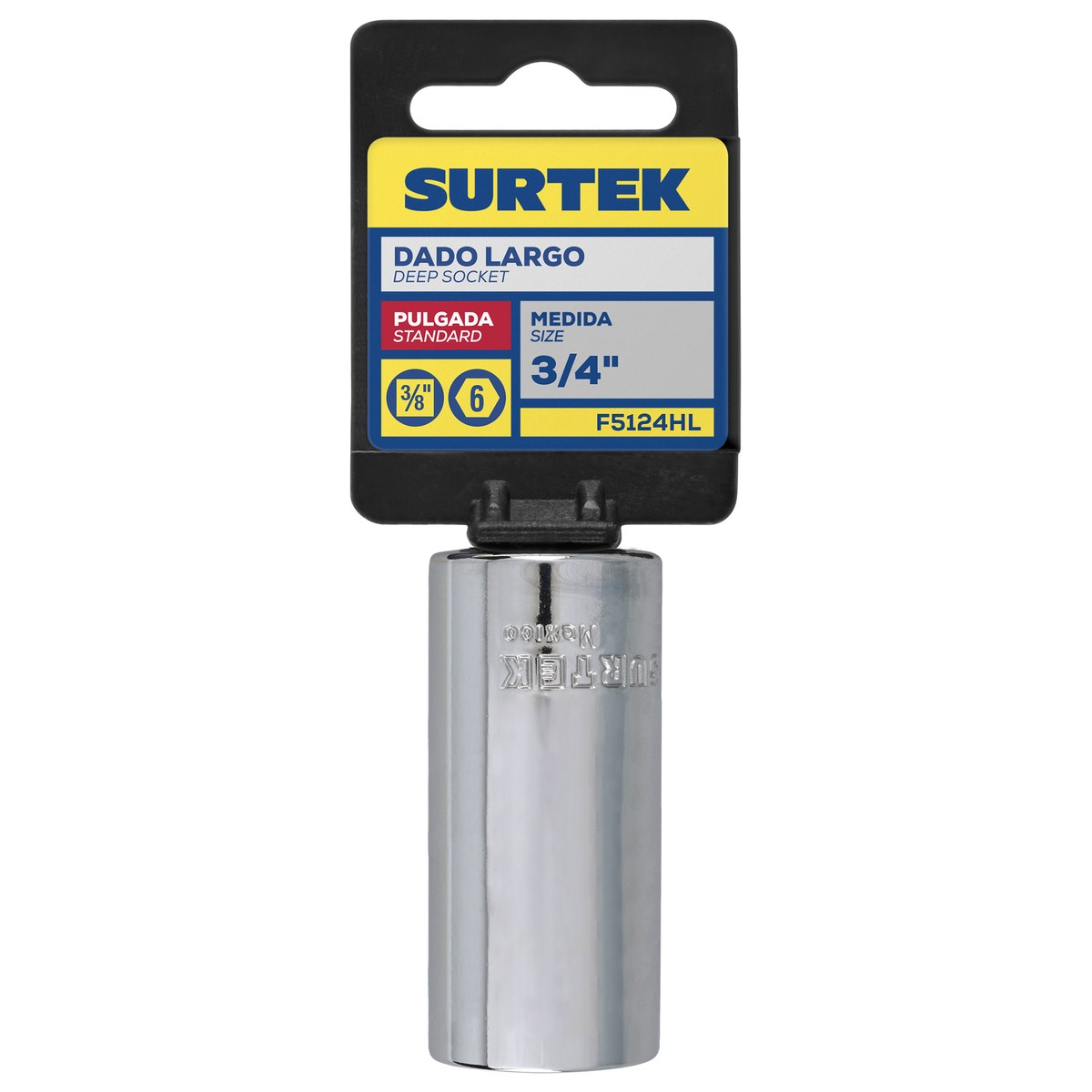 Dado largo cuadro de 3/8", 6 puntas, en pulgadas, 3/4" Surtek - Imagen 2