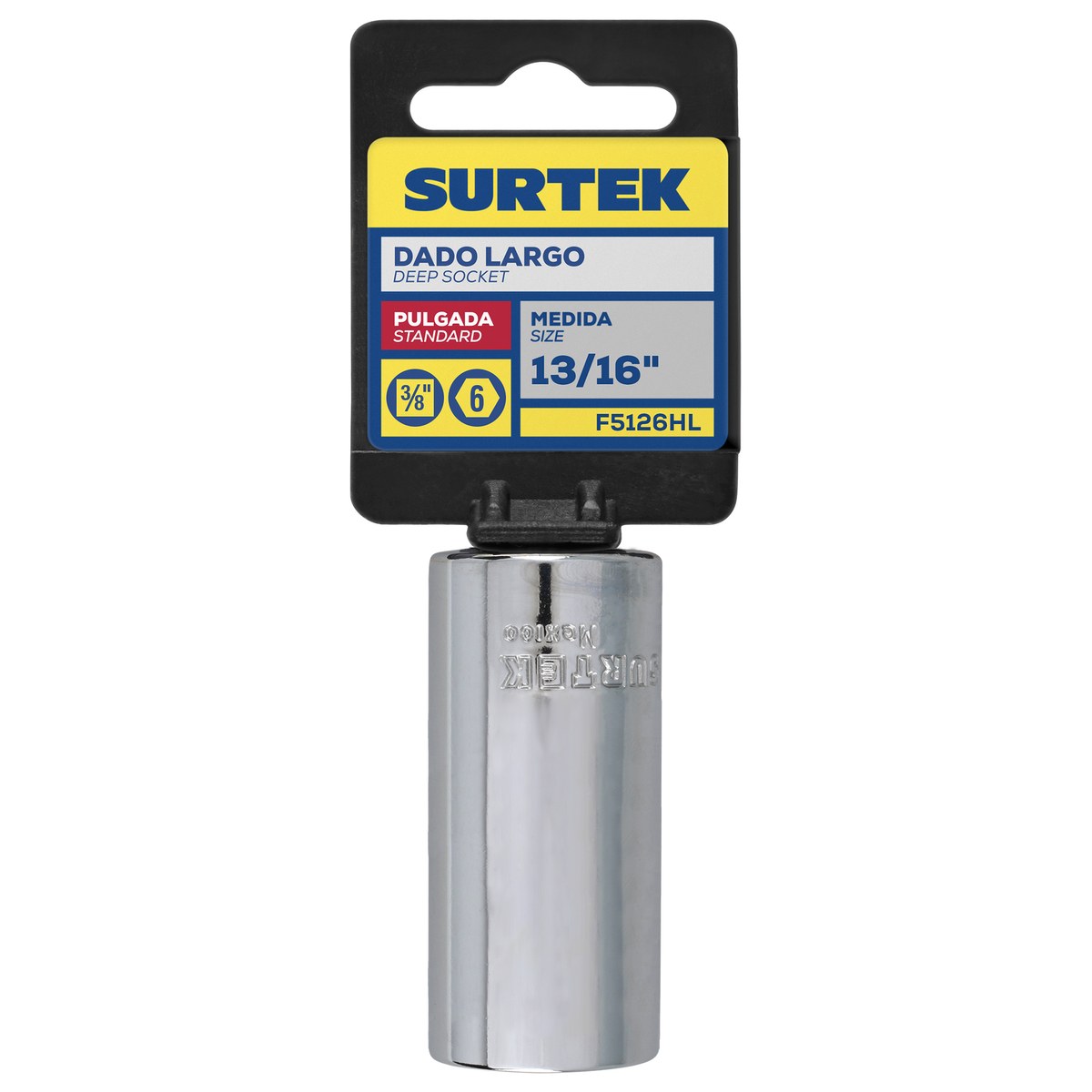 Dado largo cuadro de 3/8", 6 puntas, en pulgadas, 13/16" Surtek - Imagen 2