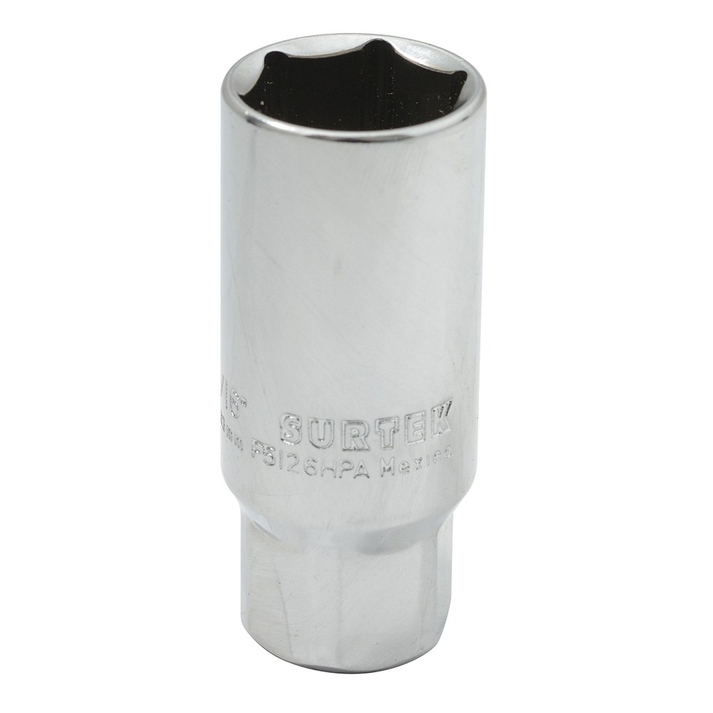 Dado para bujía con neopreno en pulgadas, cuadro 3/8", 6 puntas, 13/16" Surtek