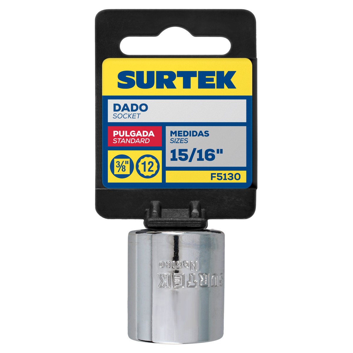 Dado cuadro de 3/8", 12 puntas, en pulgadas, 15/16" Surtek - Imagen 2