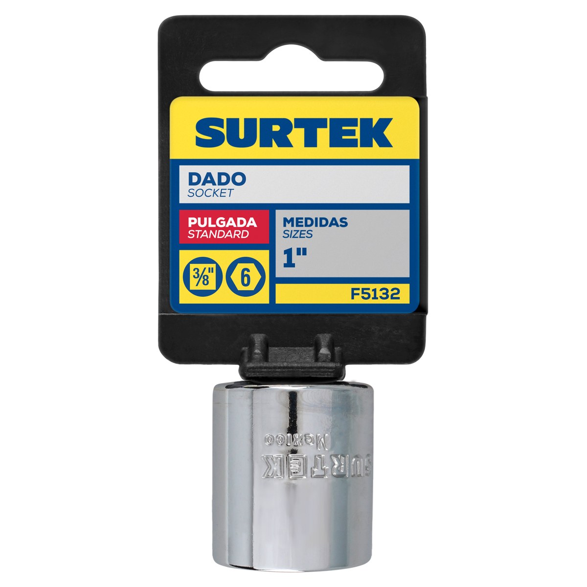 Dado cuadro de 3/8", 6 puntas, en pulgadas, 1" Surtek - Imagen 2