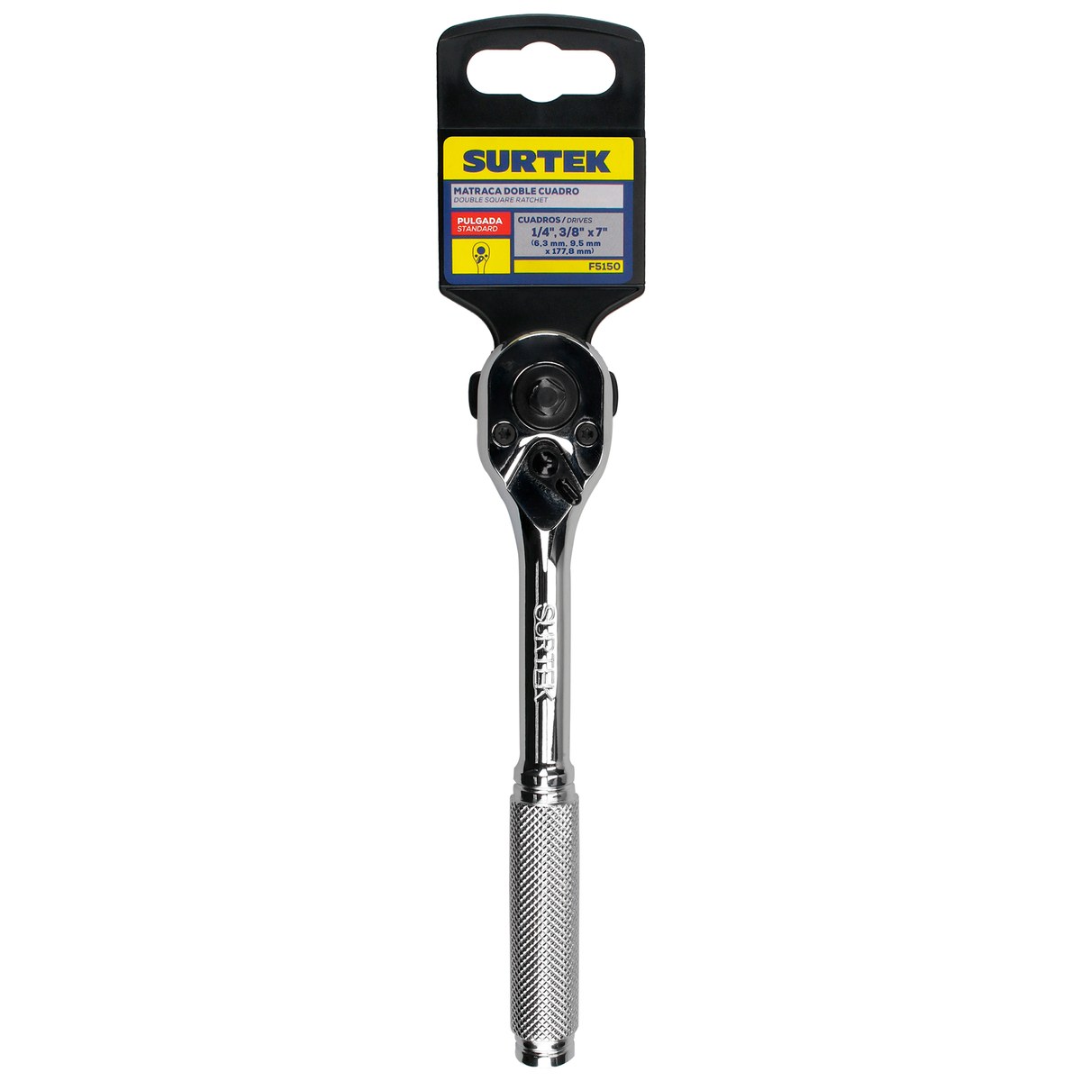 Matraca doble y triple cuadro, cabeza tipo pera, para dados cuadro de 1/4" y 3/8" Surtek - Imagen 2