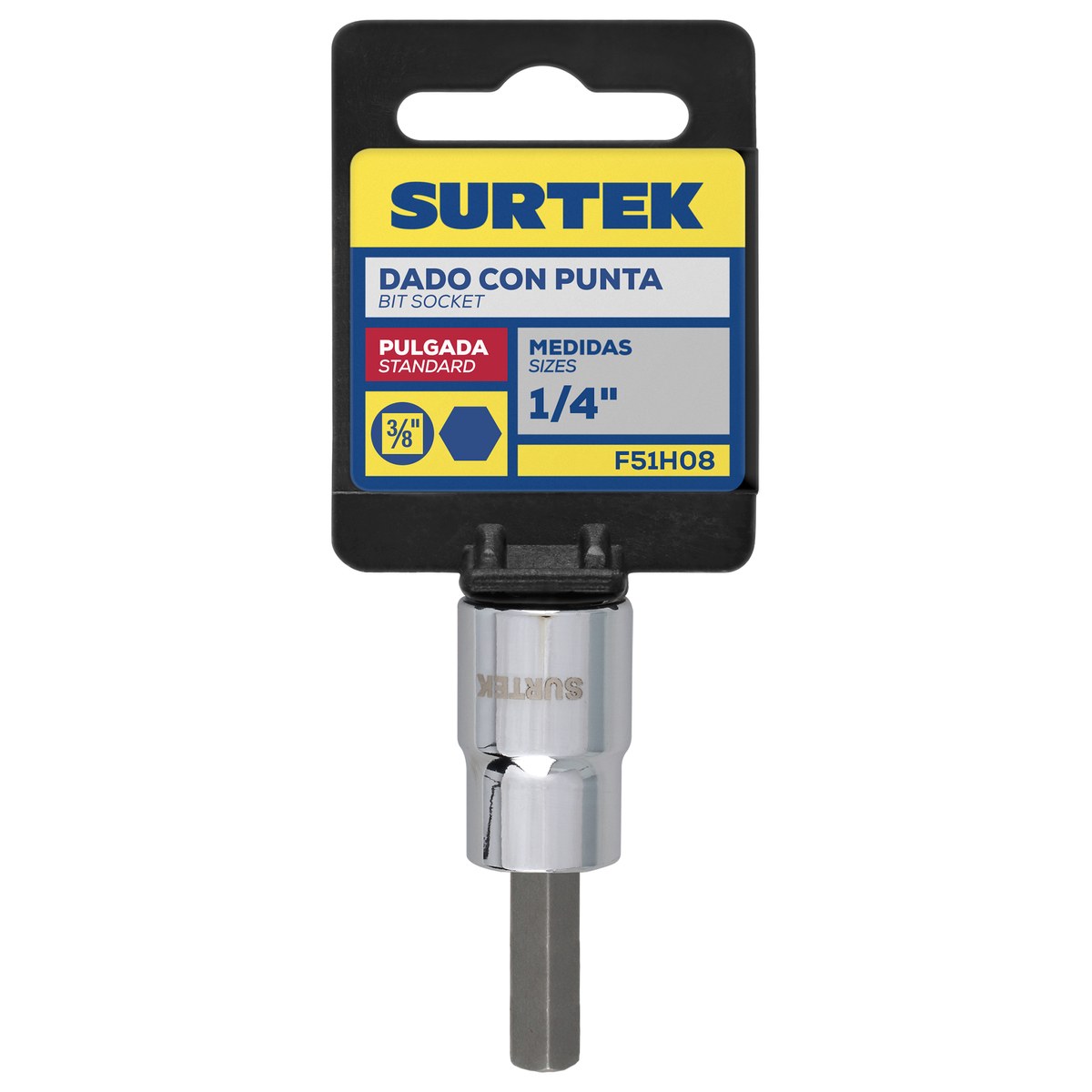 Dado con punta hexagonal cuadro de 3/8", en pulgadas, 1/4 Surtek - Imagen 2