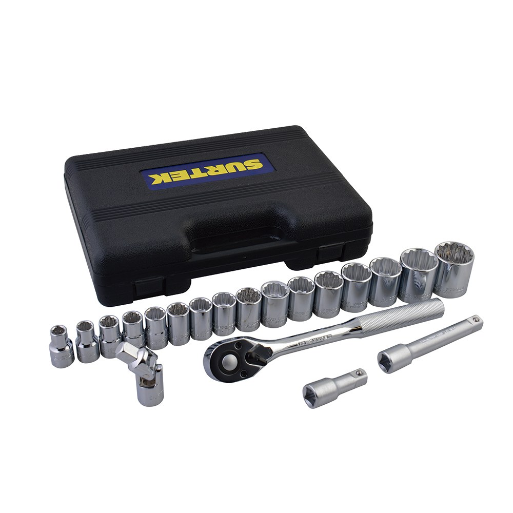 Juego de dados y accesorios cuadro de 1/2" métrico, 20 piezas Surtek