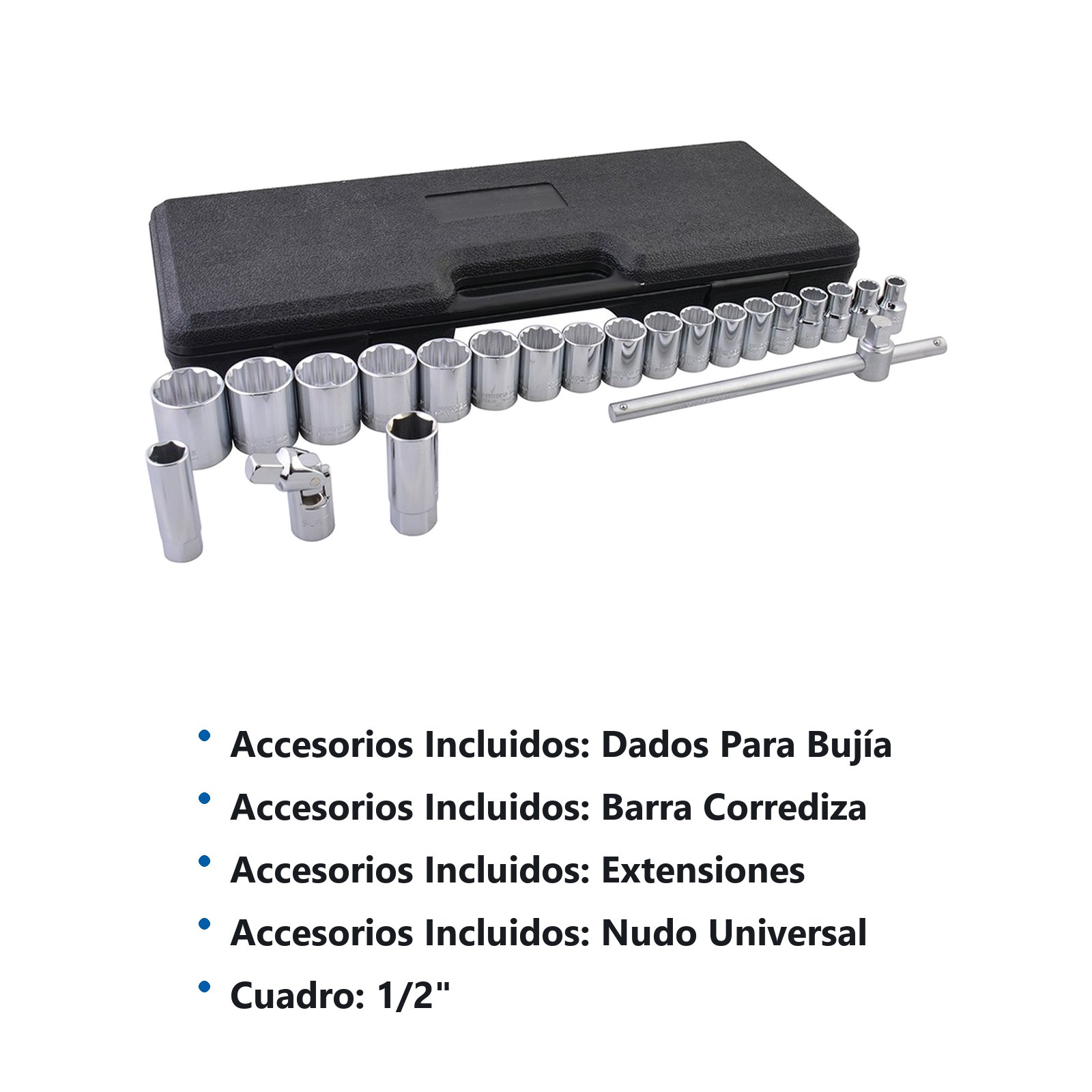 Juego de dados y accesorios cuadro de 1/2" métrico, 25 piezas Surtek - Imagen 3