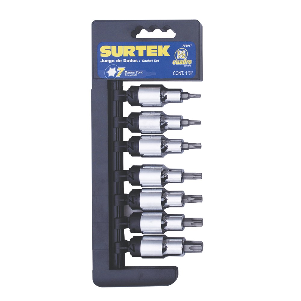 Juego de dados con punta torx cuadro de 1/2", 7 piezas Surtek