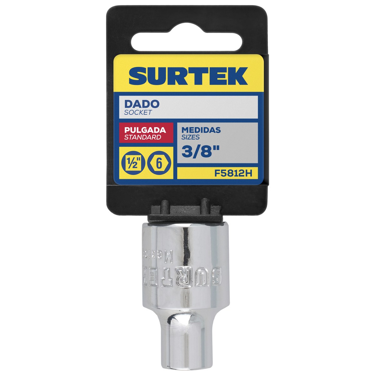 Dado en pulgadas cuadro de 1/2", 6 puntas, 3/8" Surtek - Imagen 2