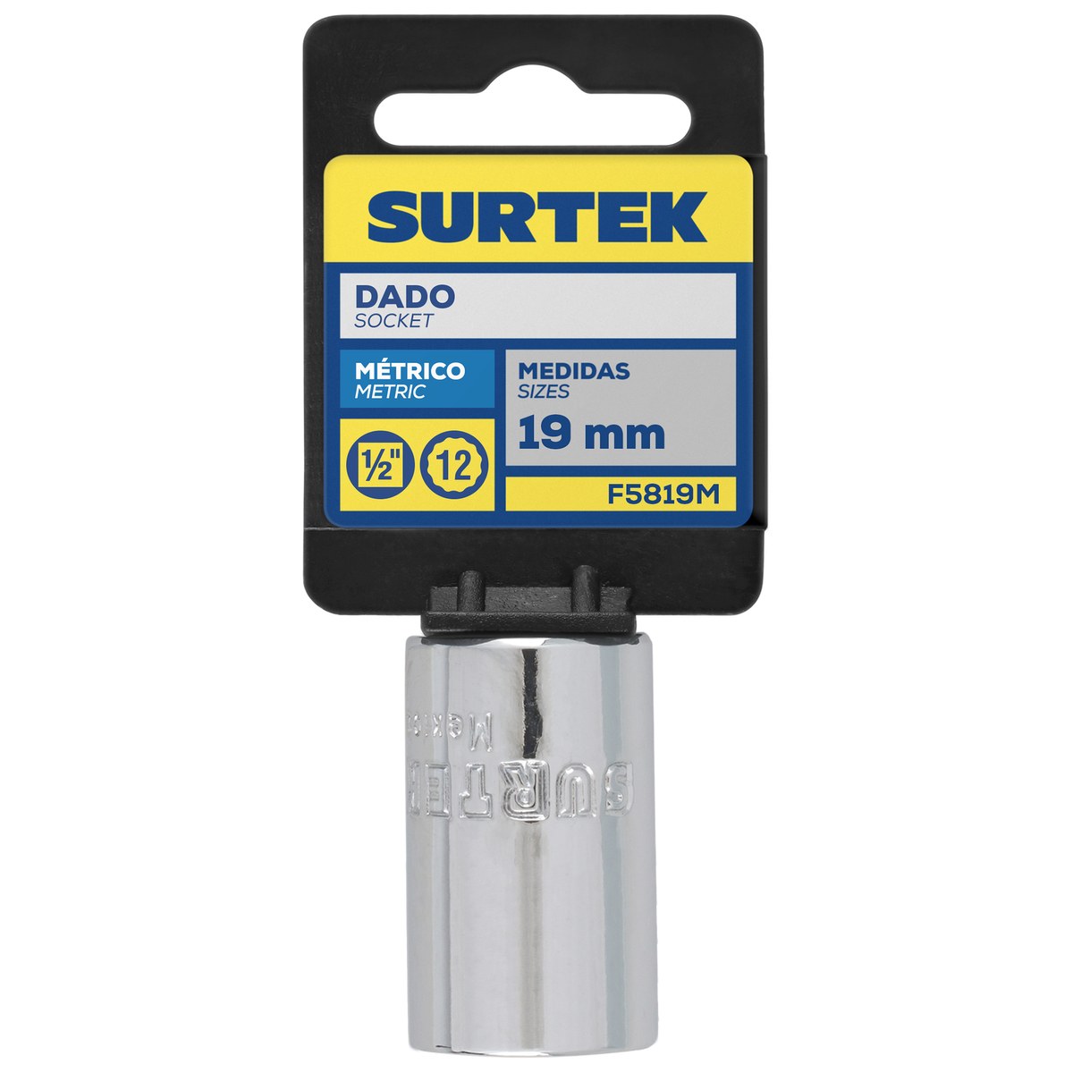 Dado cuadro de 1/2", 12 puntas, métrico, 19 mm Surtek - Imagen 2