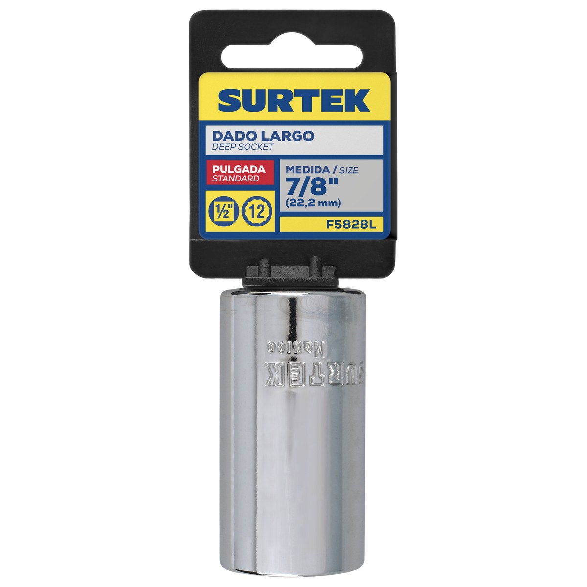 Dado largo cuadro de 1/2", 12 puntas, en pulgadas, 7/8" Surtek - Imagen 2