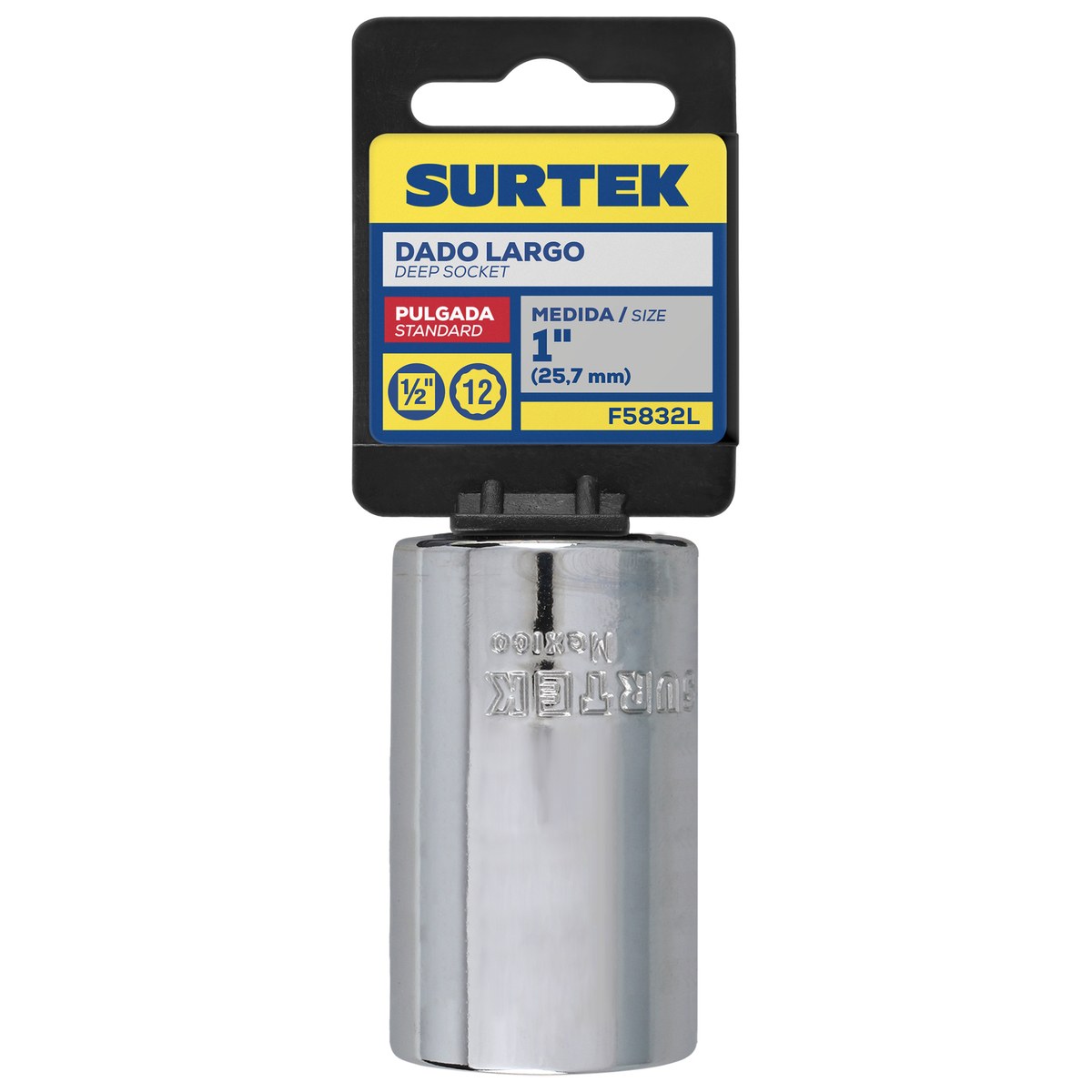 Dado largo cuadro de 1/2", 12 puntas, en pulgadas, 1" Surtek - Imagen 2