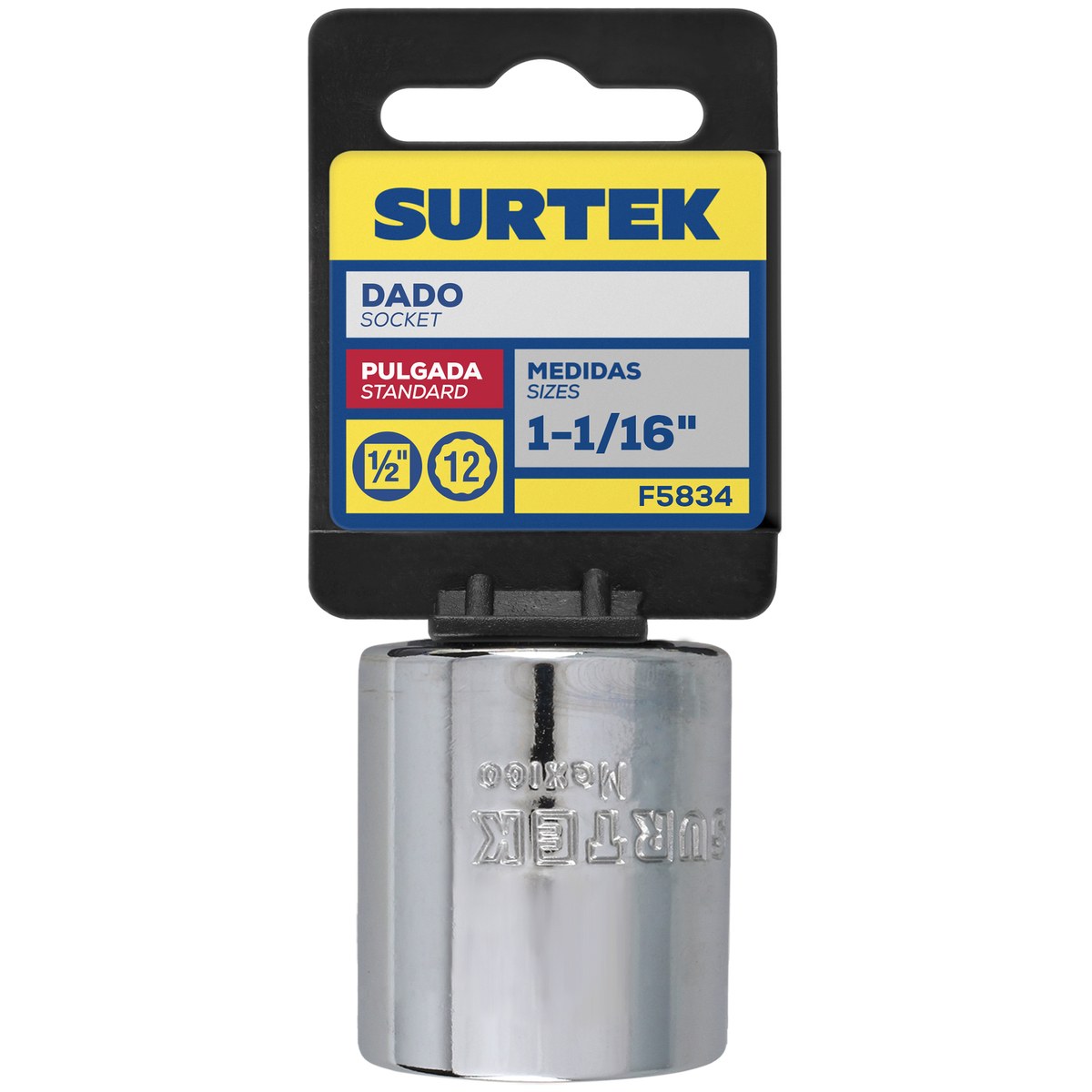 Dado en pulgadas cuadro de 1/2", 12 puntas, 1-1/16" Surtek - Imagen 2
