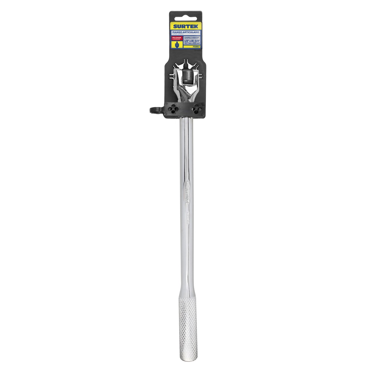 Mango articulado cromado para dado cuadro de 1/2", 15-3/4" Surtek - Imagen 2
