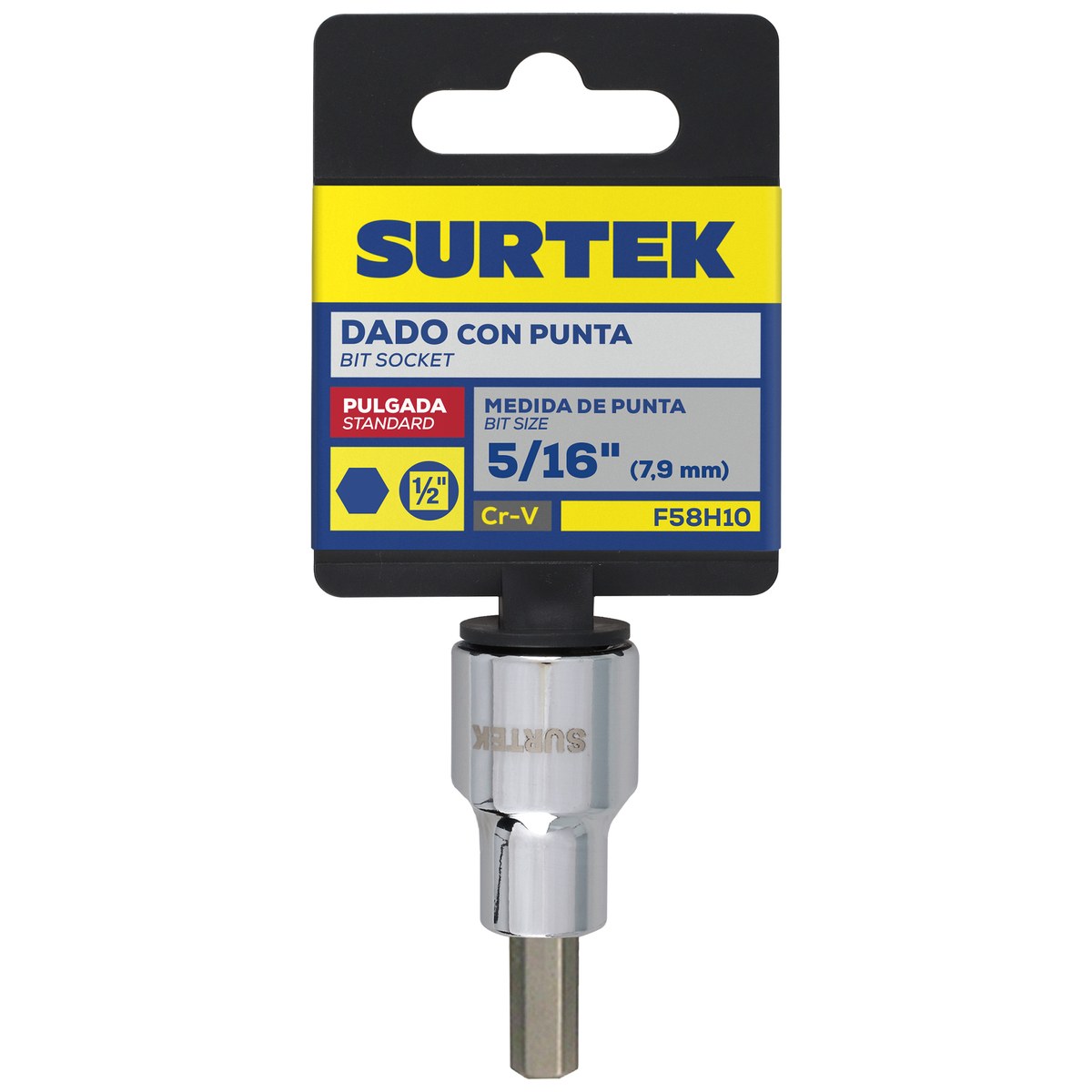Dado con punta hexagonal cuadro de 1/2", en pulgadas, 5/16" Surtek - Imagen 2
