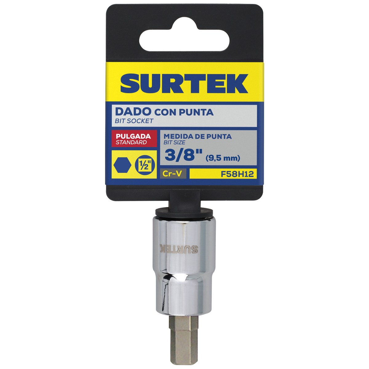 Dado con punta hexagonal cuadro de 1/2", en pulgadas, 3/8" Surtek - Imagen 2