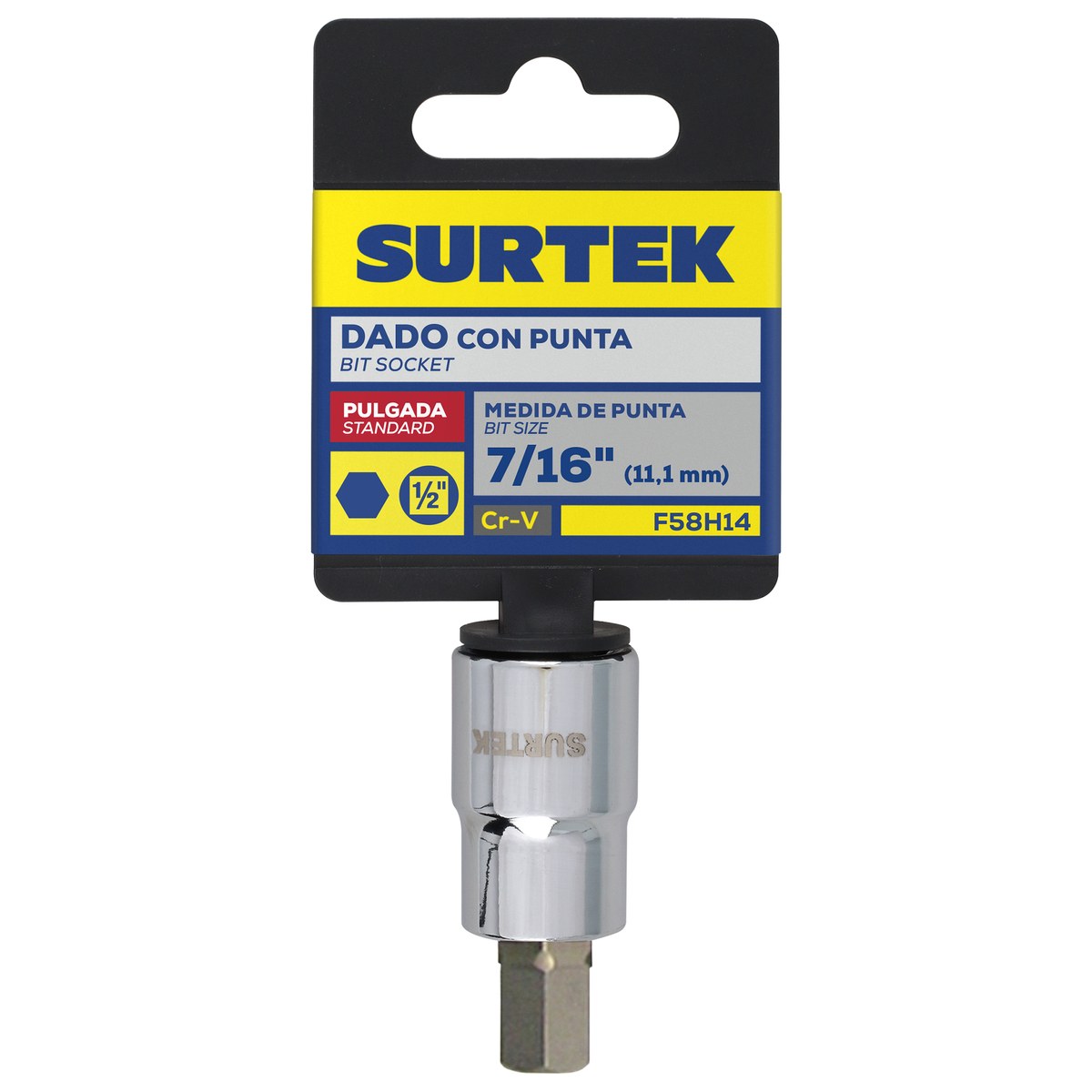 Dado con punta hexagonal cuadro de 1/2", en pulgadas, 7/16" Surtek - Imagen 2
